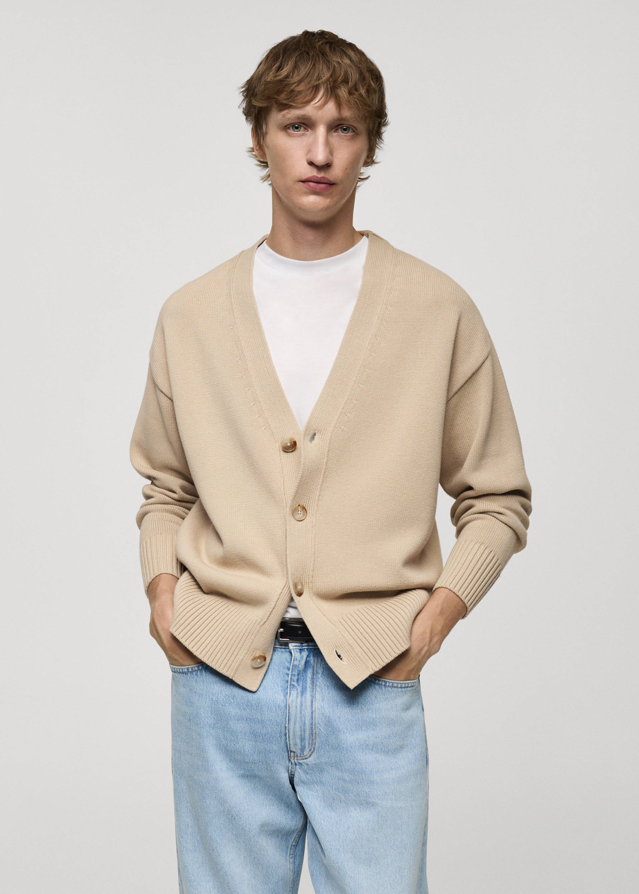 Gebreid katoenen vest met knopen - Middenvlak