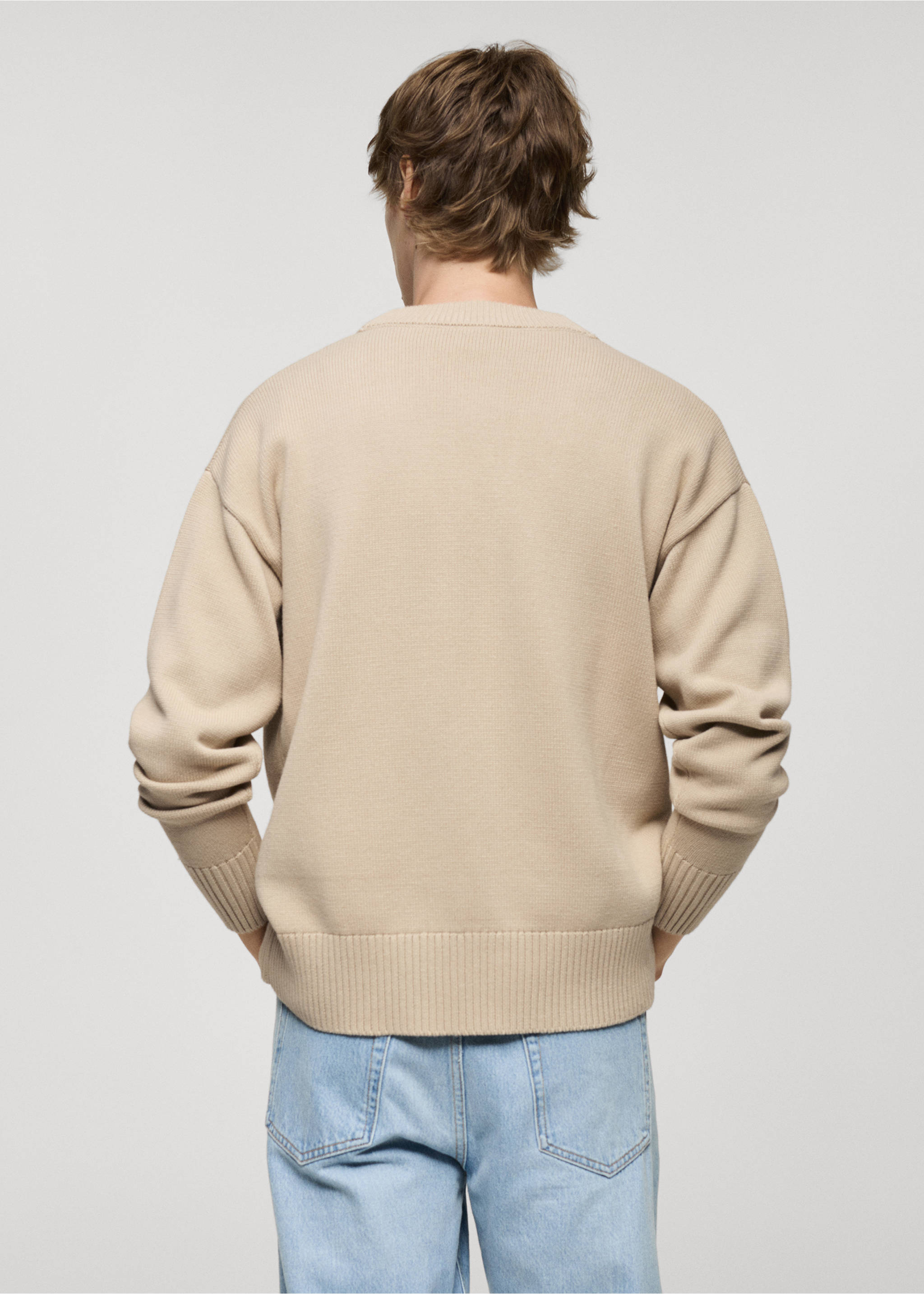 Strickcardigan aus Baumwolle mit Knöpfen - Rückseite des Artikels, Hellgrau/Pastellgrau. Ref: 77054449-00.