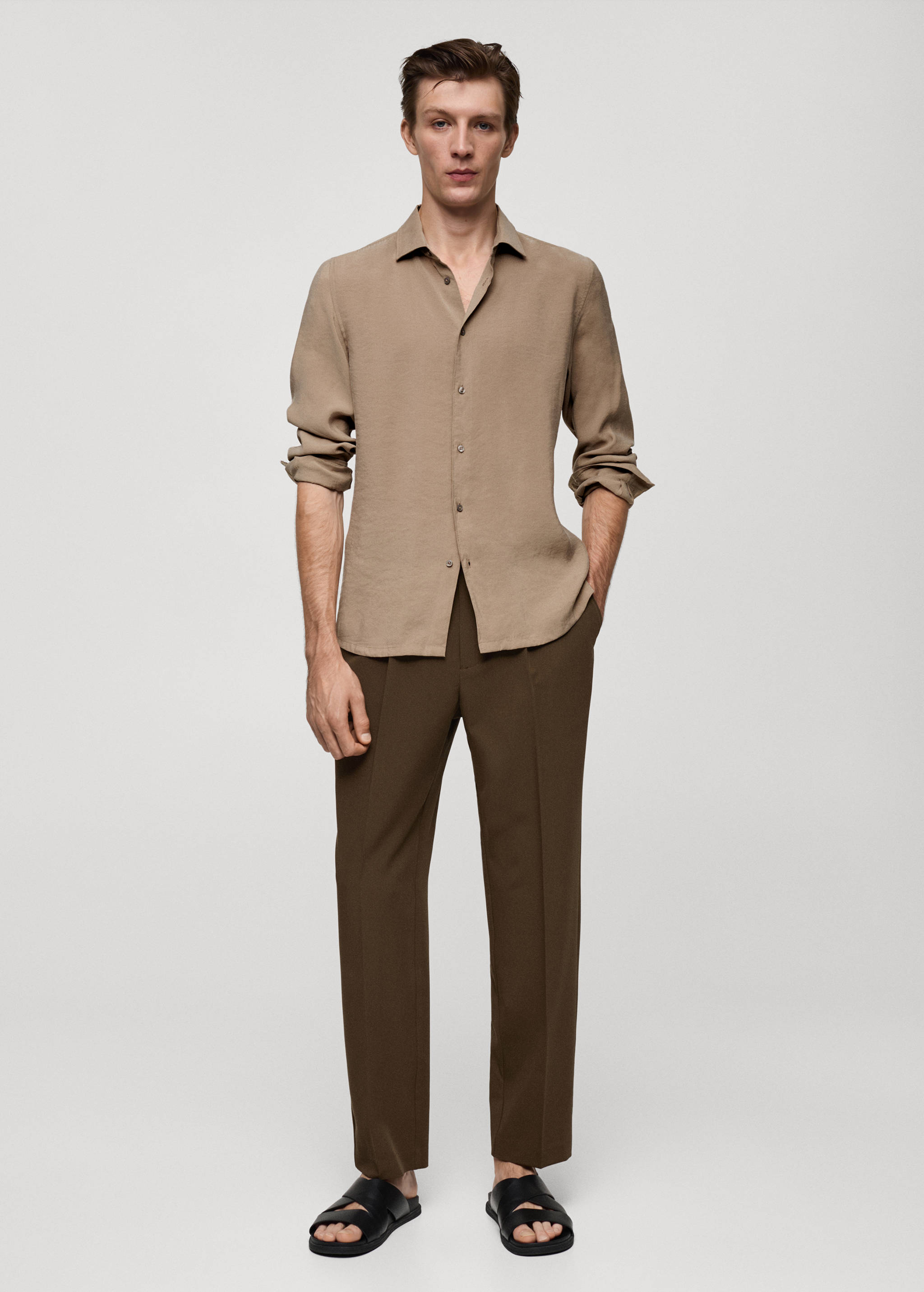 Tencel regular-fit overhemd - Overzichtstekening