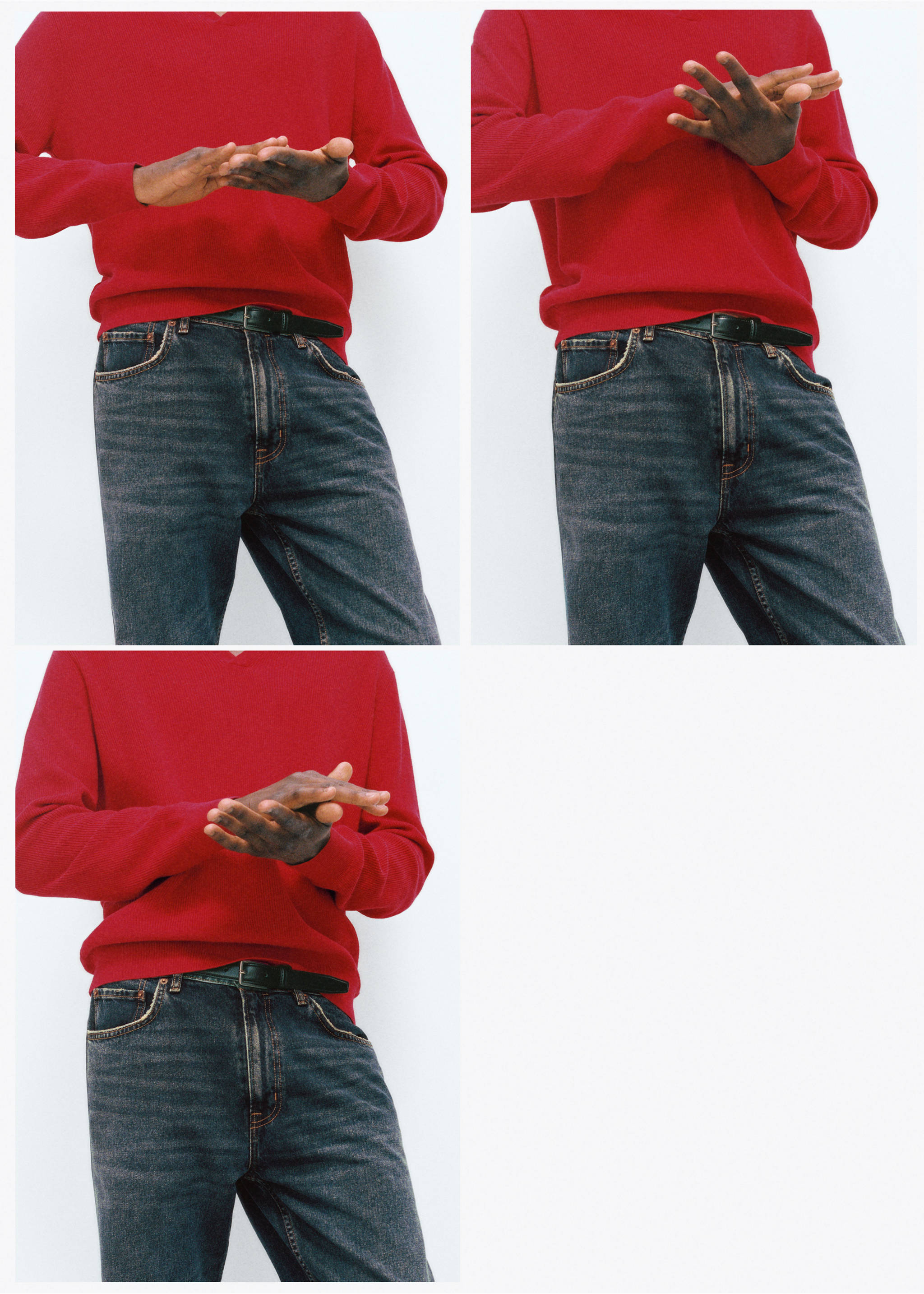 Knitted polo-neck sweater - Details of the article 5, Red. Ref: 77054451-00.