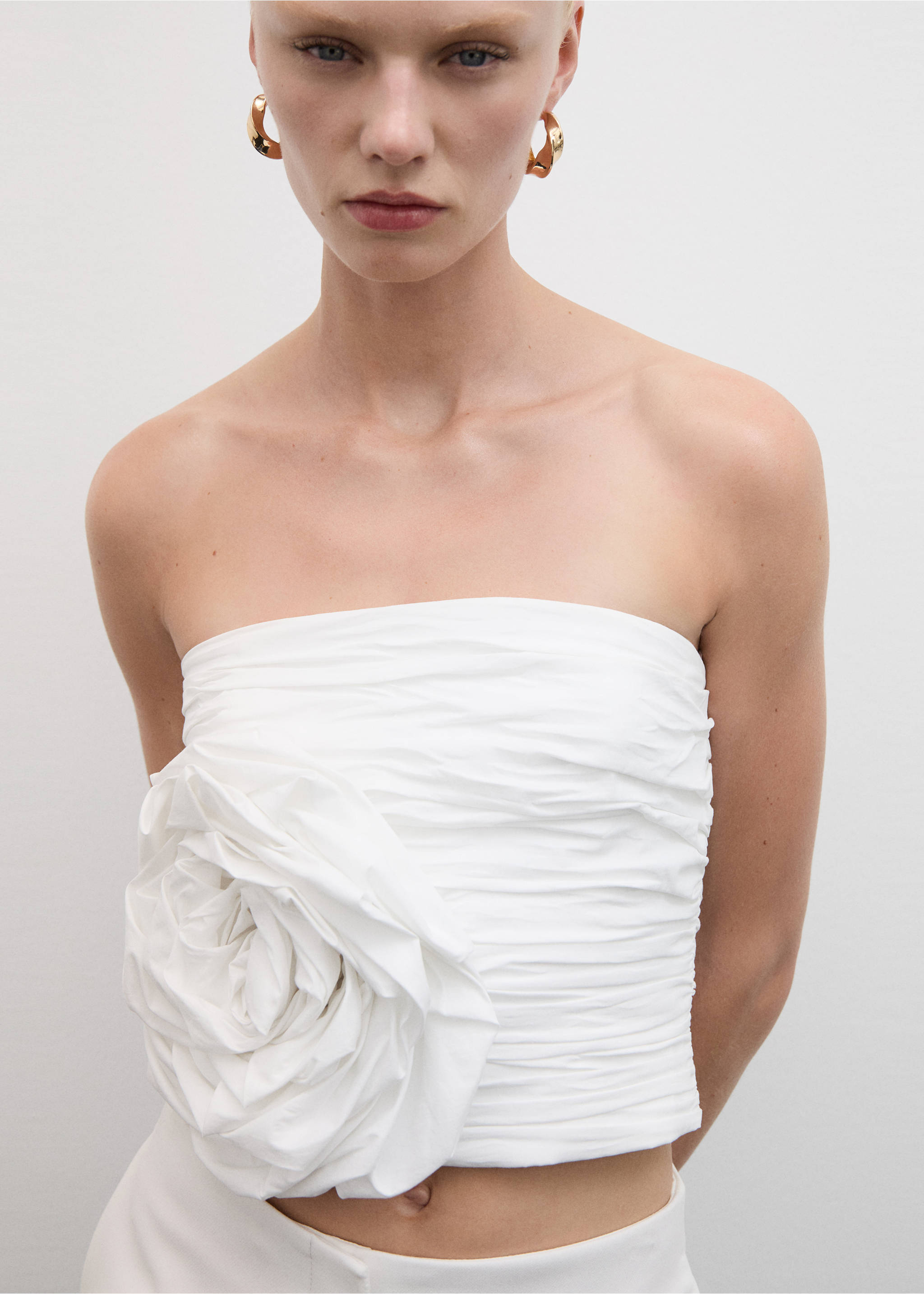 Maxi-flower ruched top - Medium plane, Off White. Ref: 77054454-00.