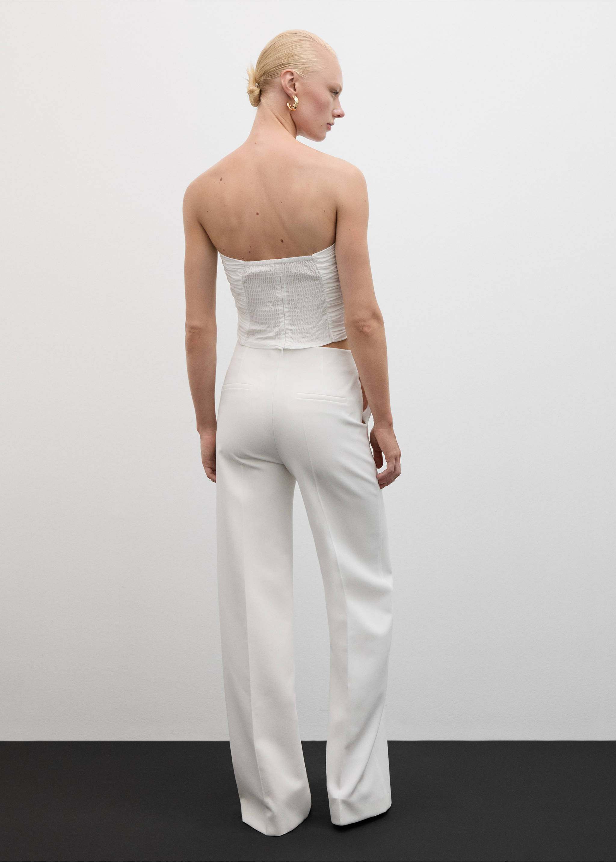 Maxi-flower ruched top - Reverse of the article, Off White. Ref: 77054454-00.