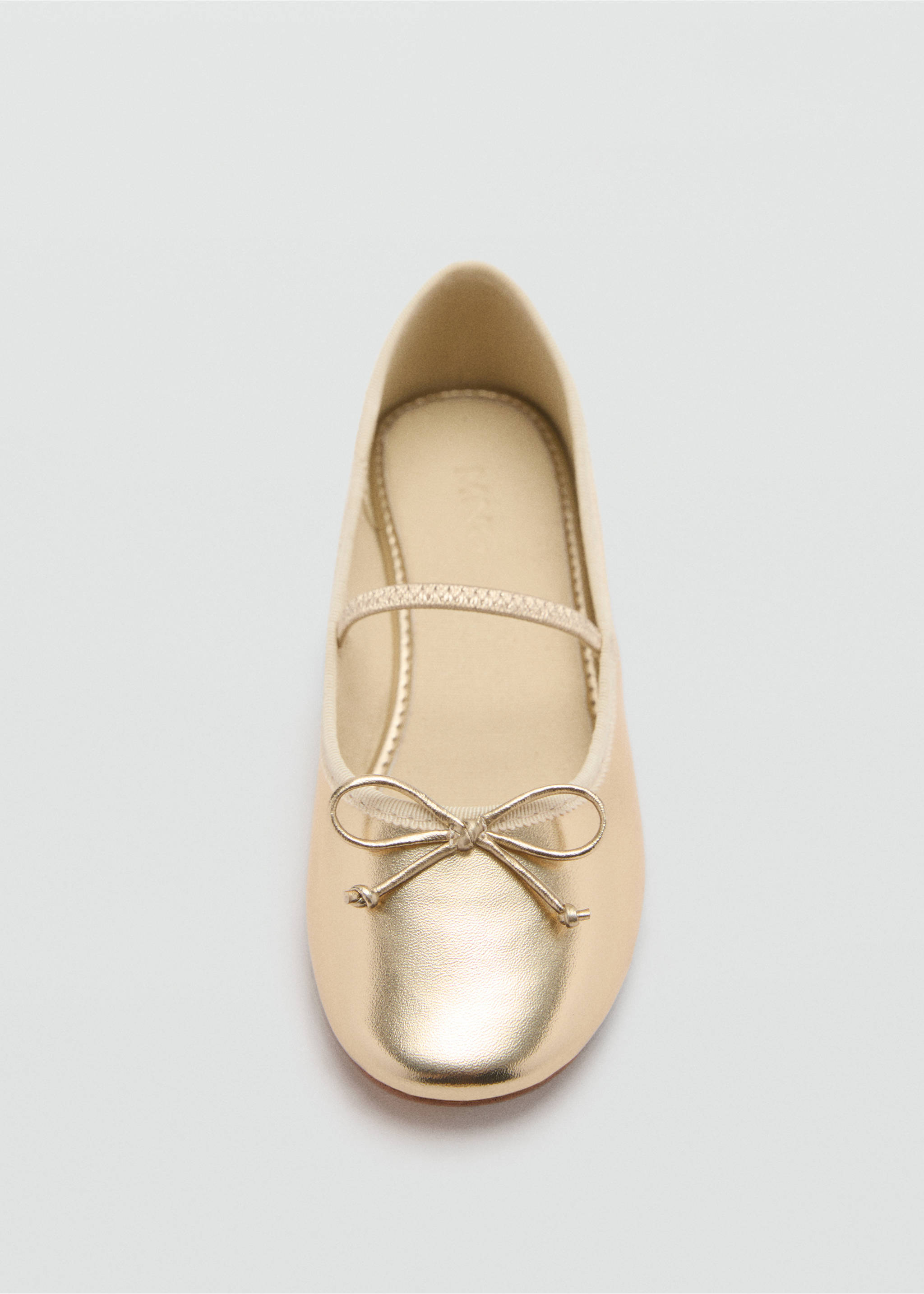 Metallic strip ballerinas - Details of the article 1, Gold. Ref: 77054763-00.