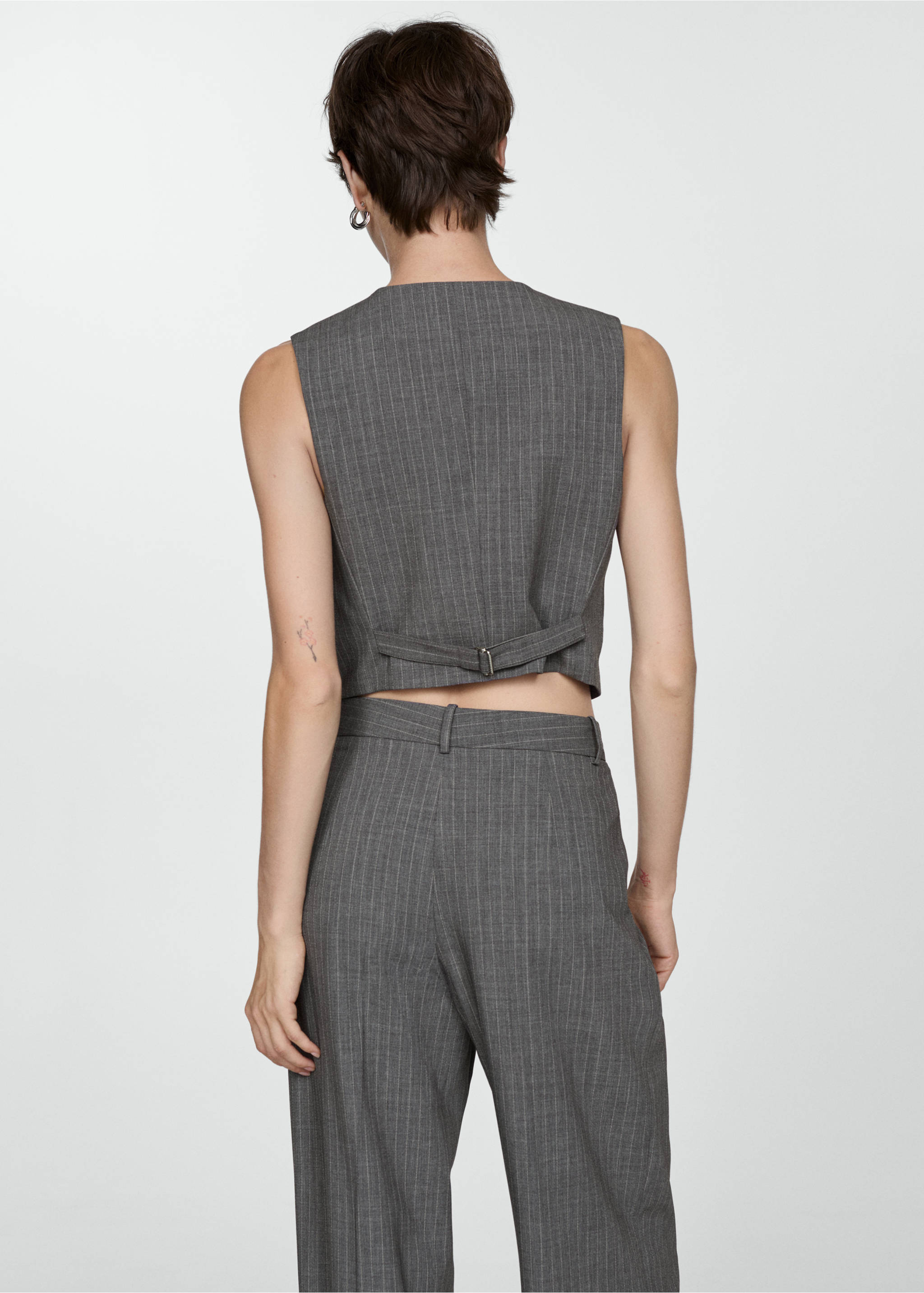 Pinstriped suit vest - Reverse of the article, Grey. Ref: 77054766-00.