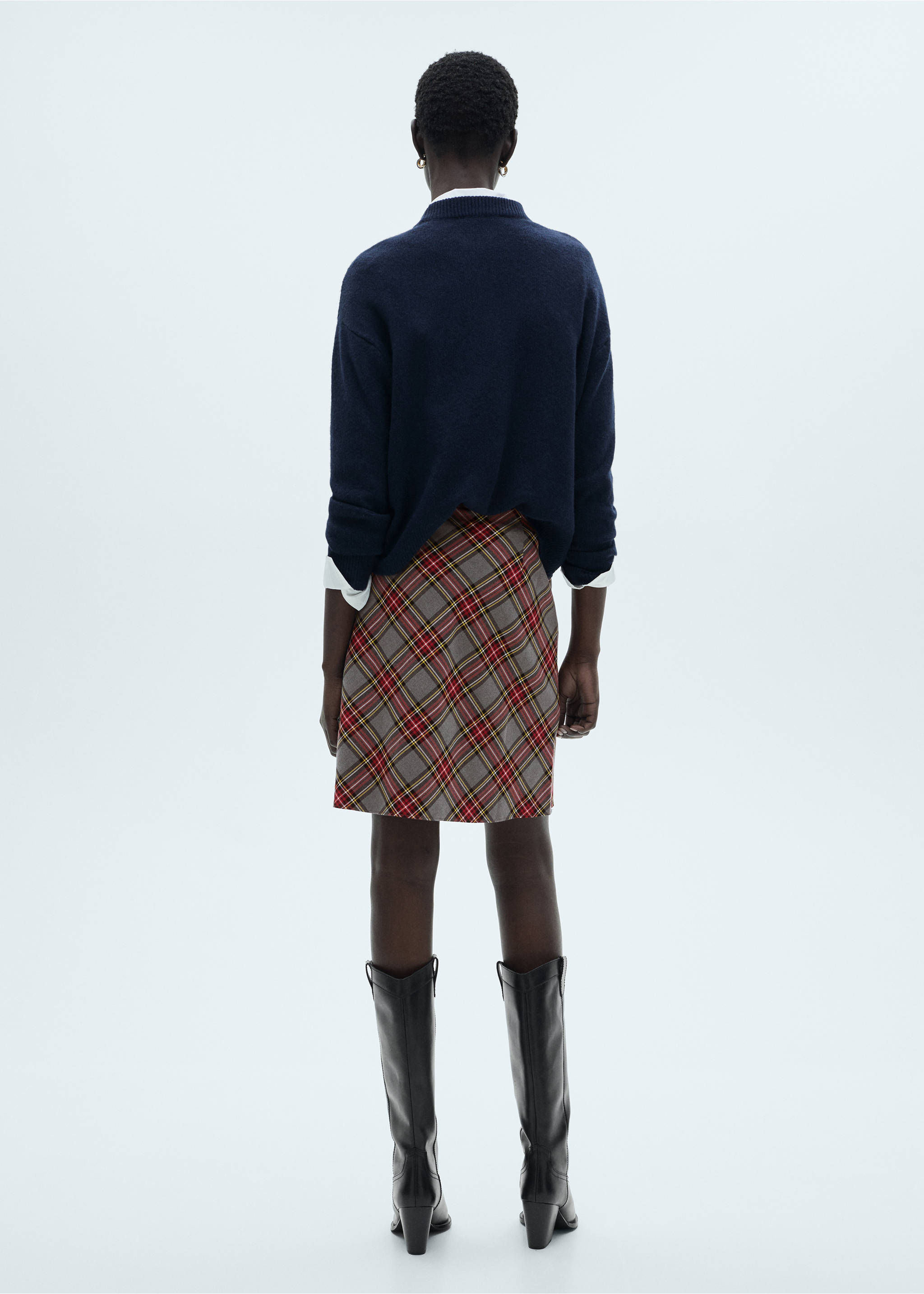 Kariertr Rock mit Abschlüssen aus Seidenspitze - Rückseite des Artikels, Rot. Ref: 77054768-00.