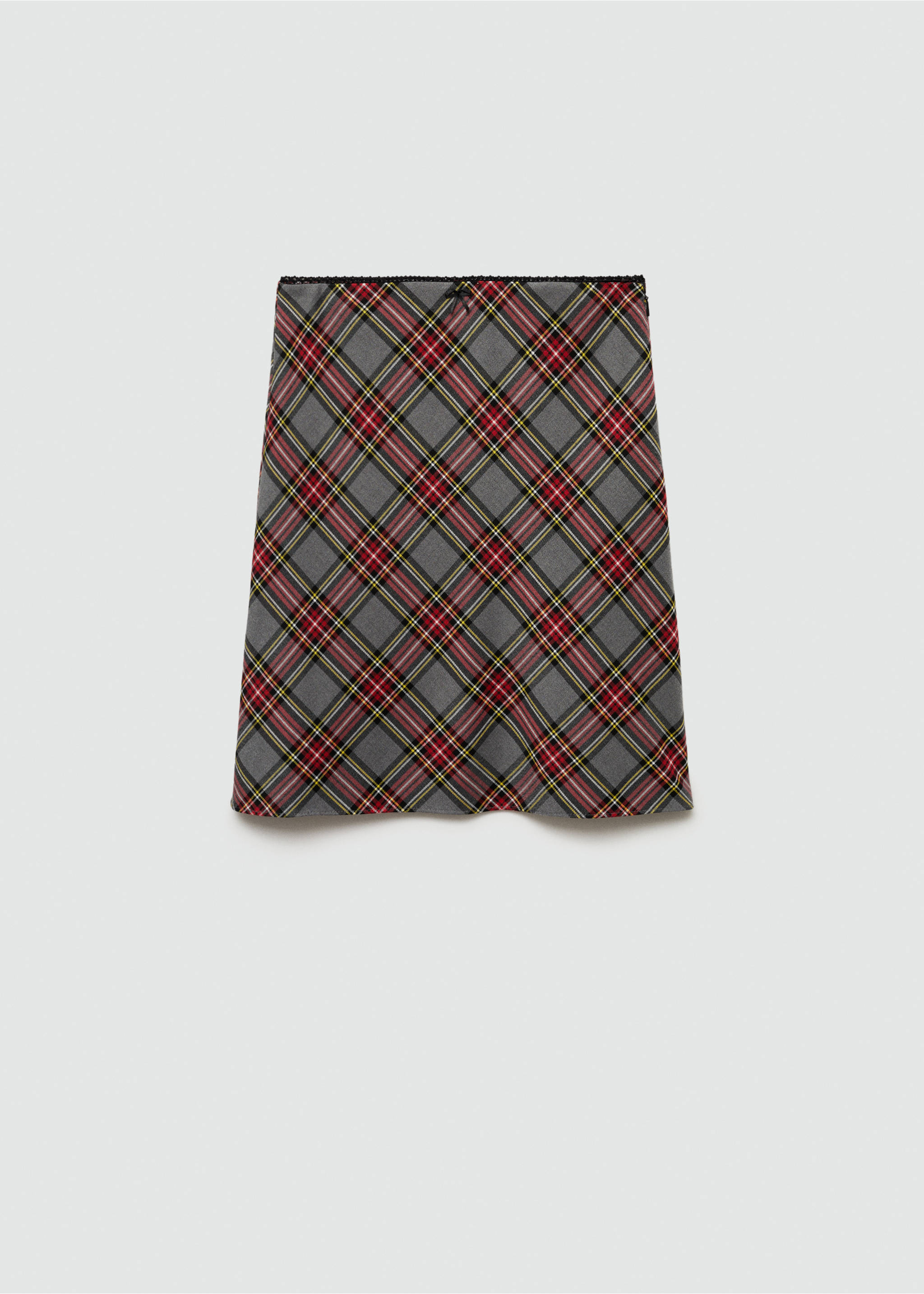 Kariertr Rock mit Abschlüssen aus Seidenspitze - Artikel ohne Model, Rot. Ref: 77054768-00.