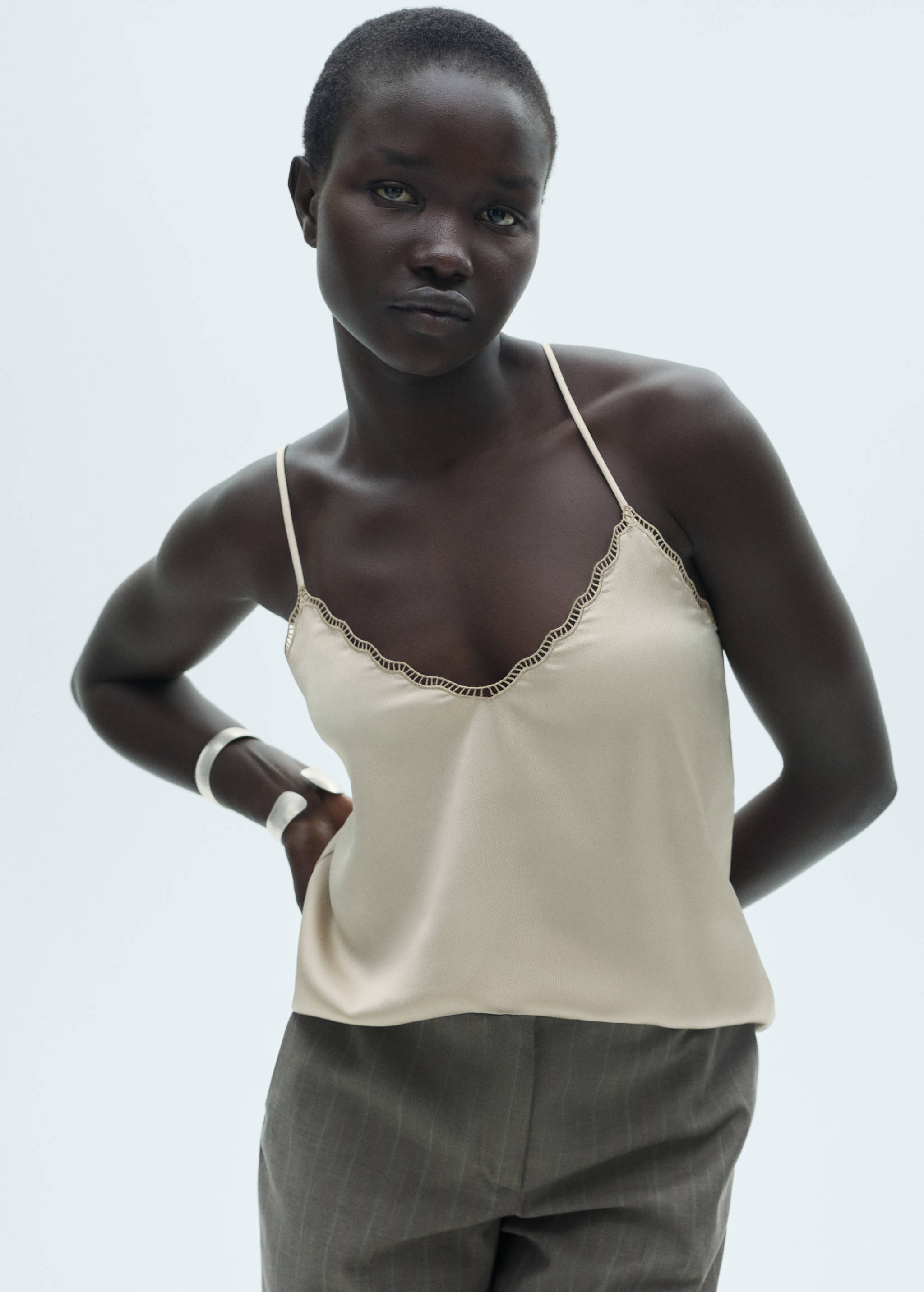 Satin lace top - Medium plane