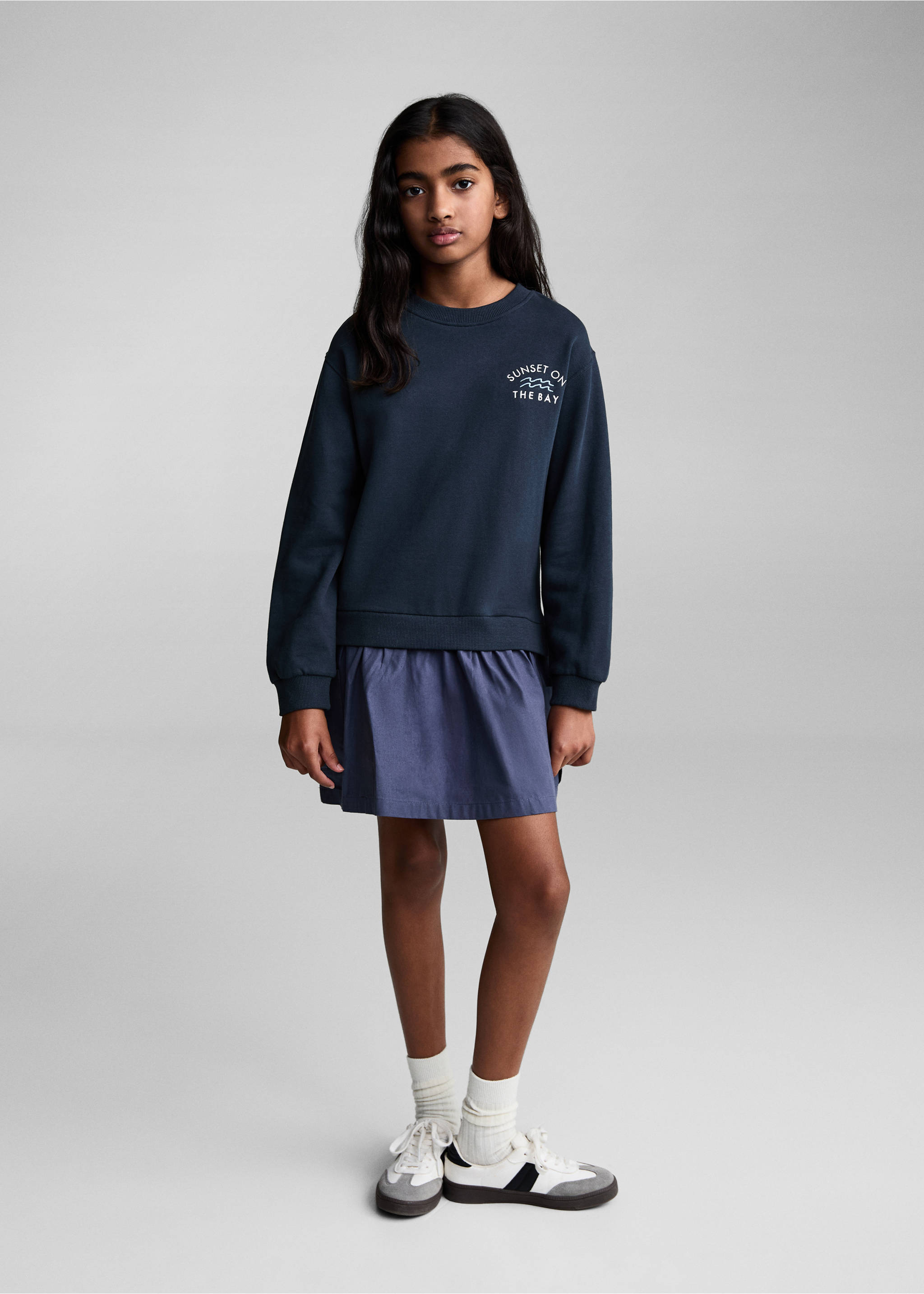 Embroidered sweatshirt dress - General plane, Dark Navy. Ref: 77054774-00.