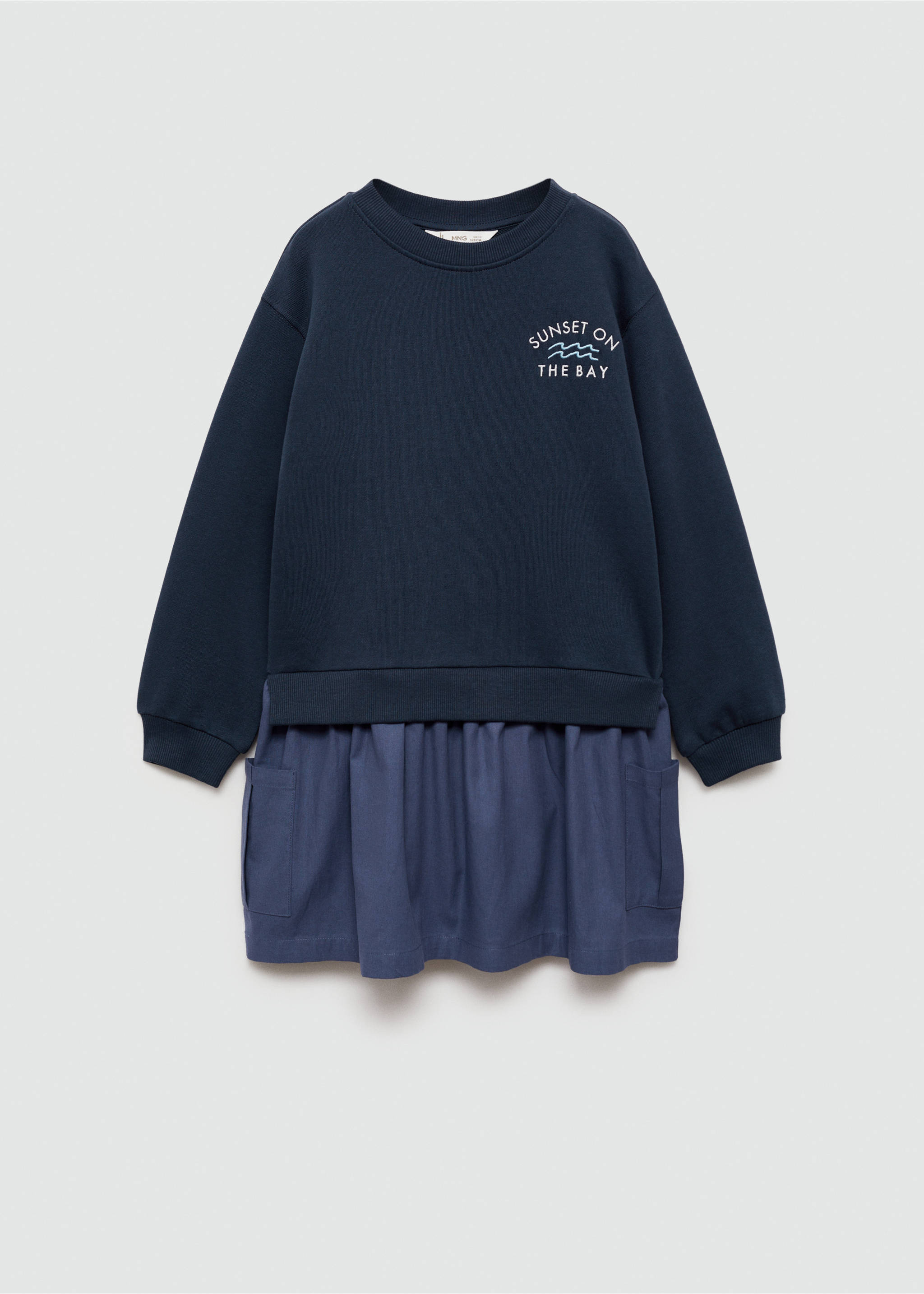 Embroidered sweatshirt dress - Article without model, Dark Navy. Ref: 77054774-00.