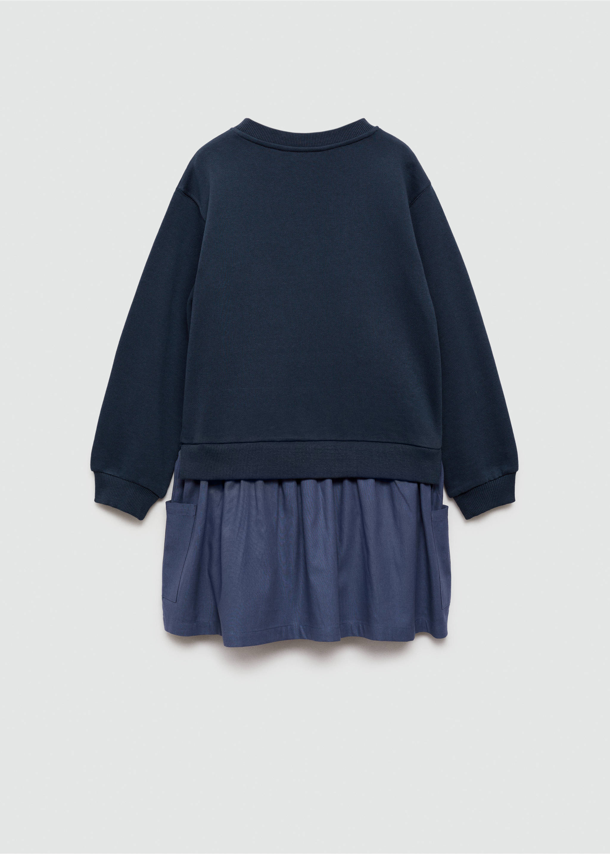 Embroidered sweatshirt dress - Reverse of the article, Dark Navy. Ref: 77054774-00.