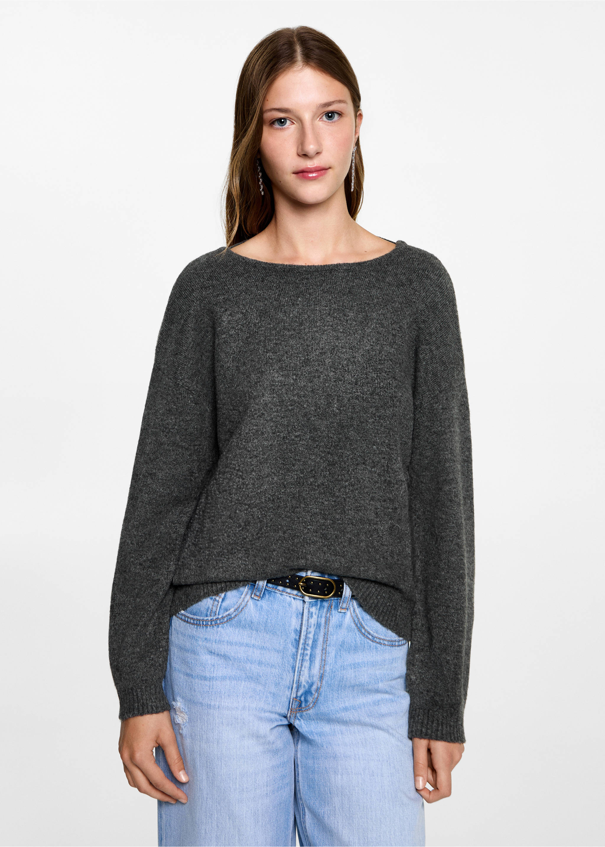 Jersey abertura posterior - Plano medio, Gris. Ref: 77054782-00.