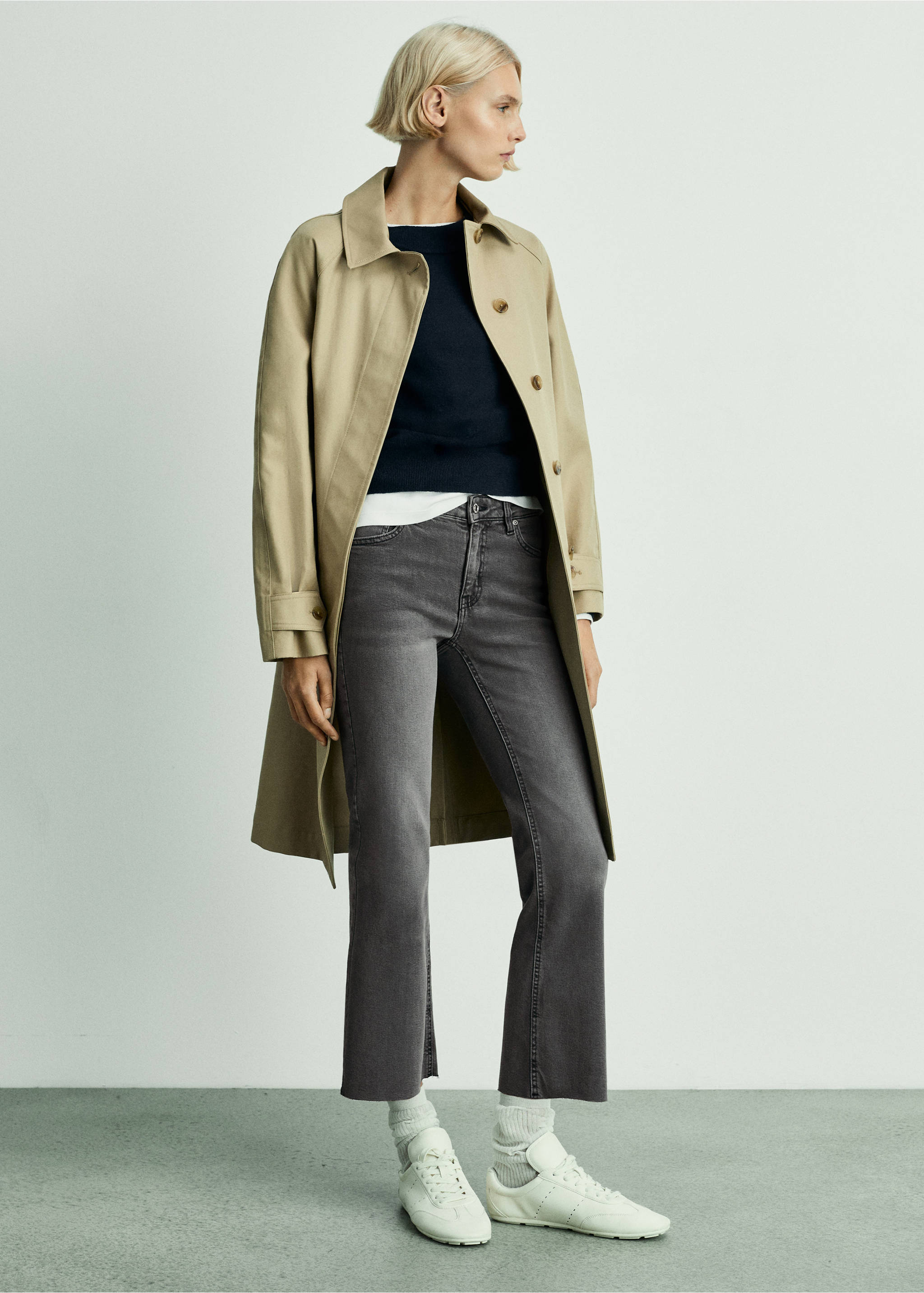 Jean Sienna flare crop - Plan général, Gris denim. Ref: 77054785-00.