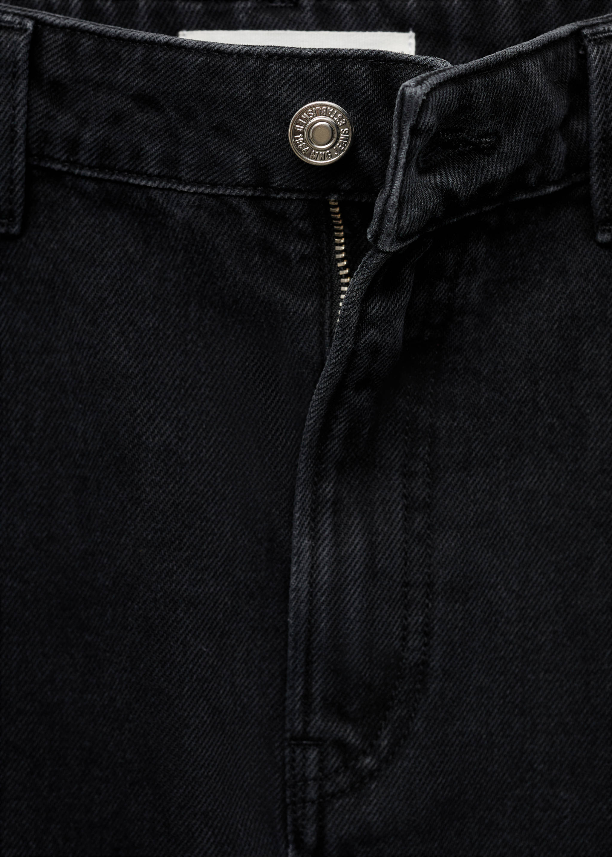 Denim midi-skirt - Details of the article 0, Black denim. Ref: 77054786-00.