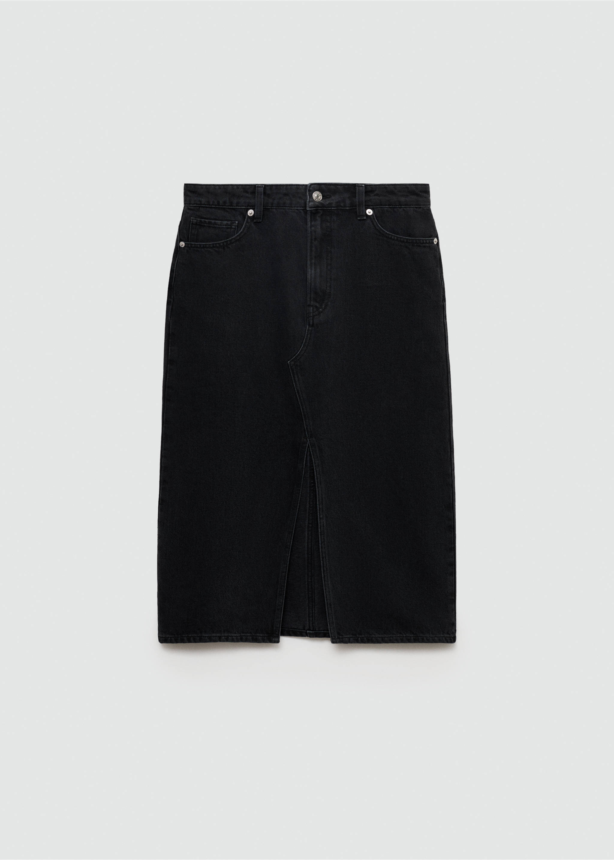 Denim midi-skirt - Article without model, Black denim. Ref: 77054786-00.