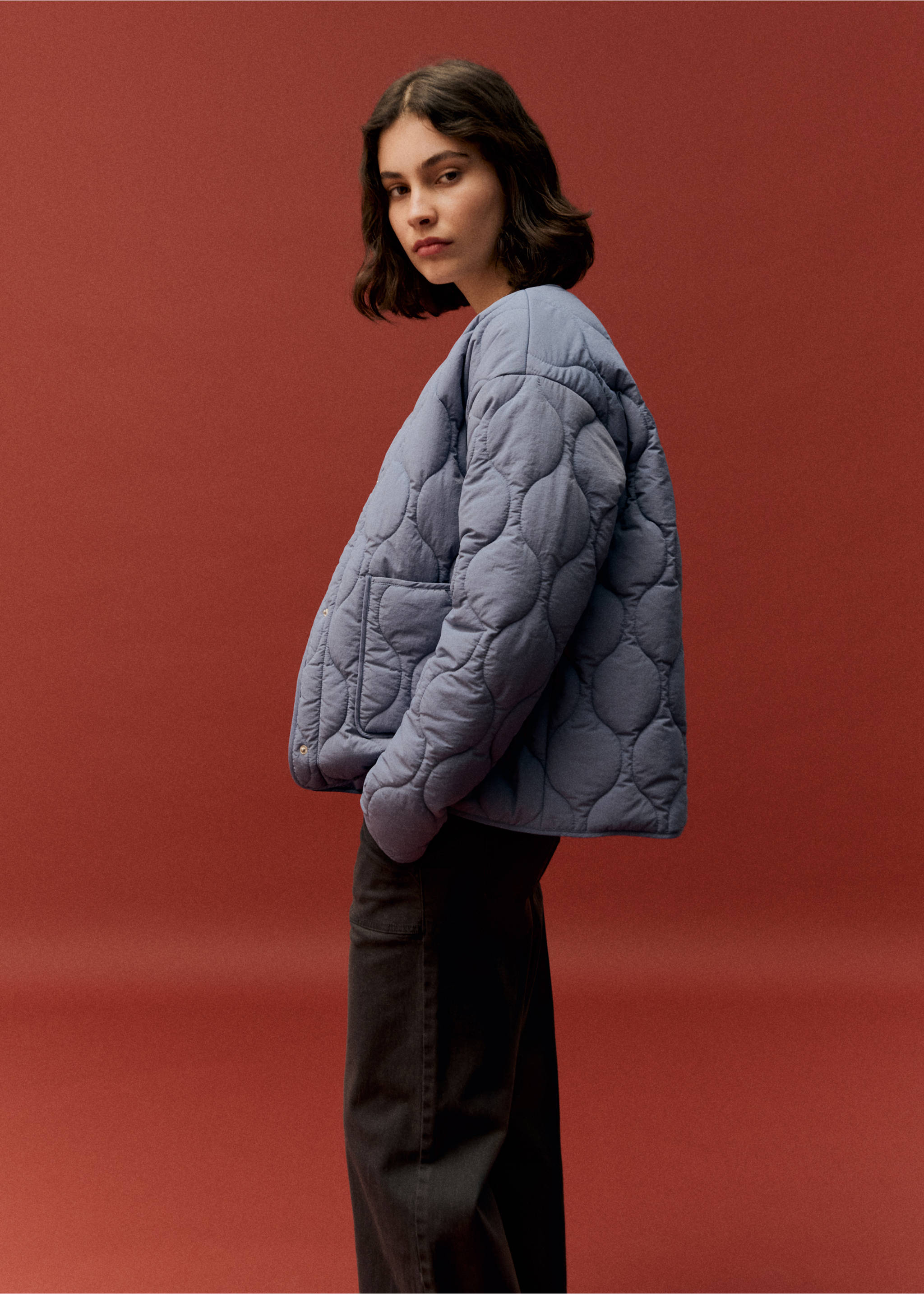 Cazadora acolchada nylon - Detalle del artículo 5, Azul celeste. Ref: 77054793-00.