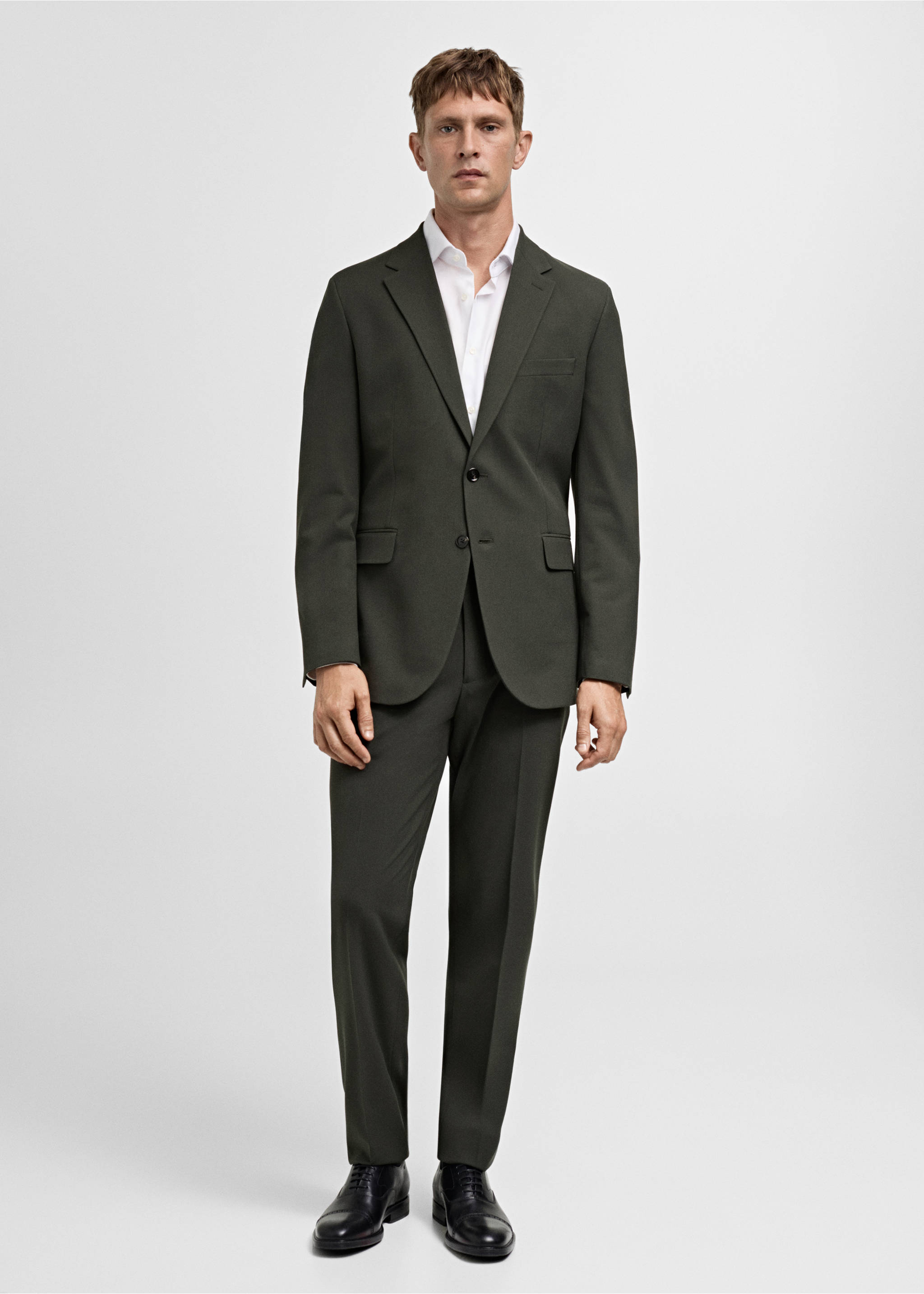 Slim Fit-Anzugjacke aus Comfort-Stretch-Gewebe - Allgemeine Ansicht, Grün. Ref: 77055147-00.