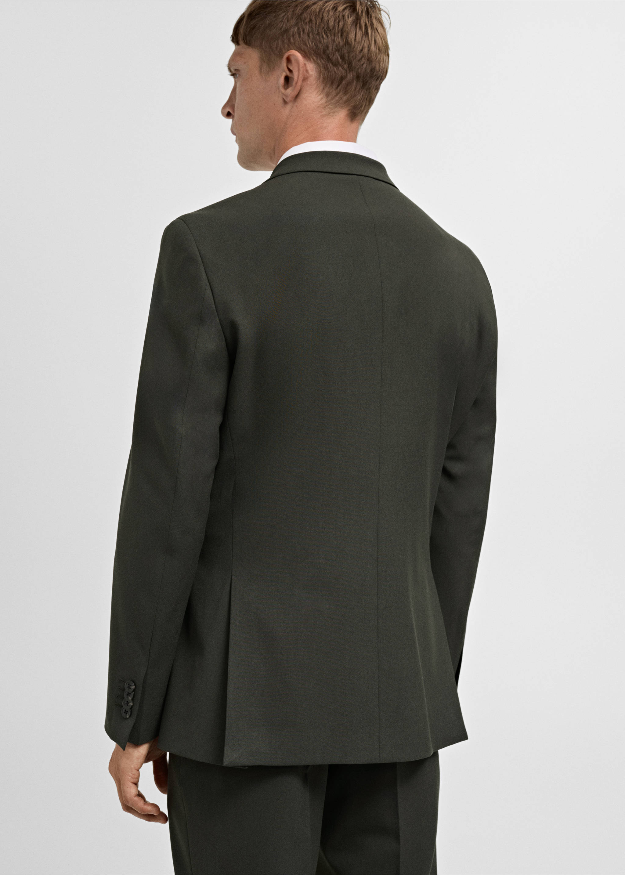 Slim Fit-Anzugjacke aus Comfort-Stretch-Gewebe - Rückseite des Artikels, Grün. Ref: 77055147-00.