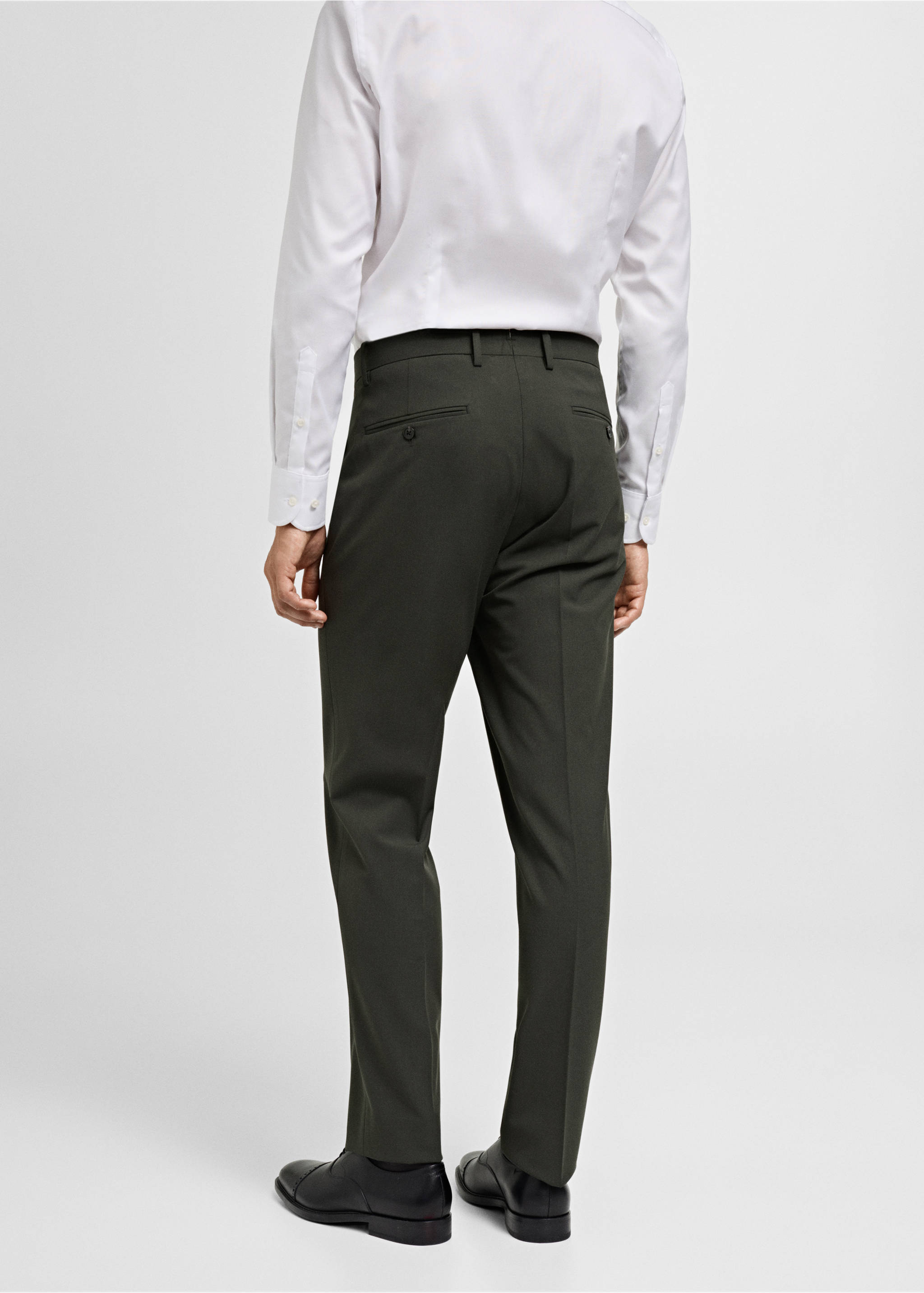 Stretch-fabric slim-fit suit trousers - Reverse of the article, Green. Ref: 77055148-00.