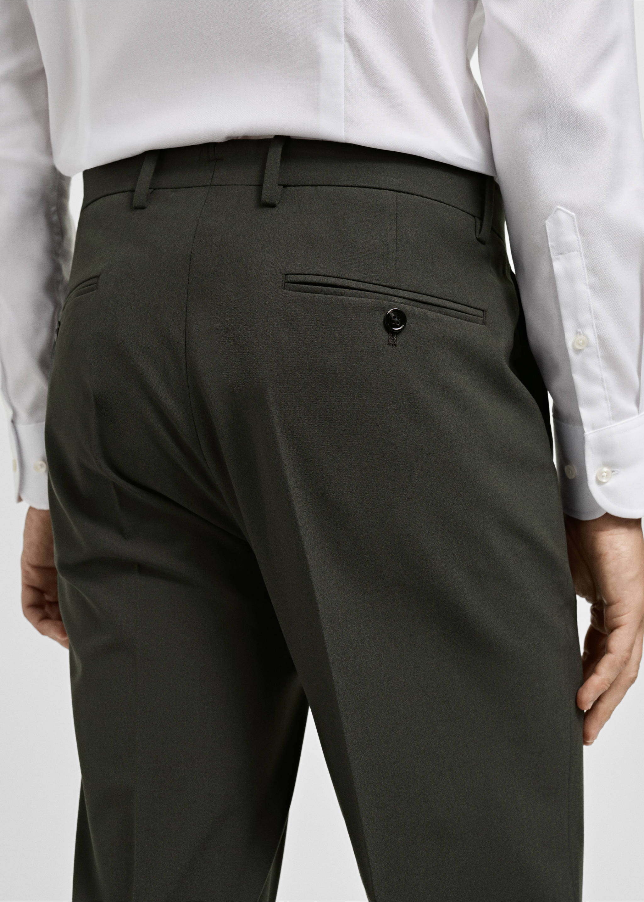 Stretch-fabric slim-fit suit trousers - Details of the article 3, Green. Ref: 77055148-00.