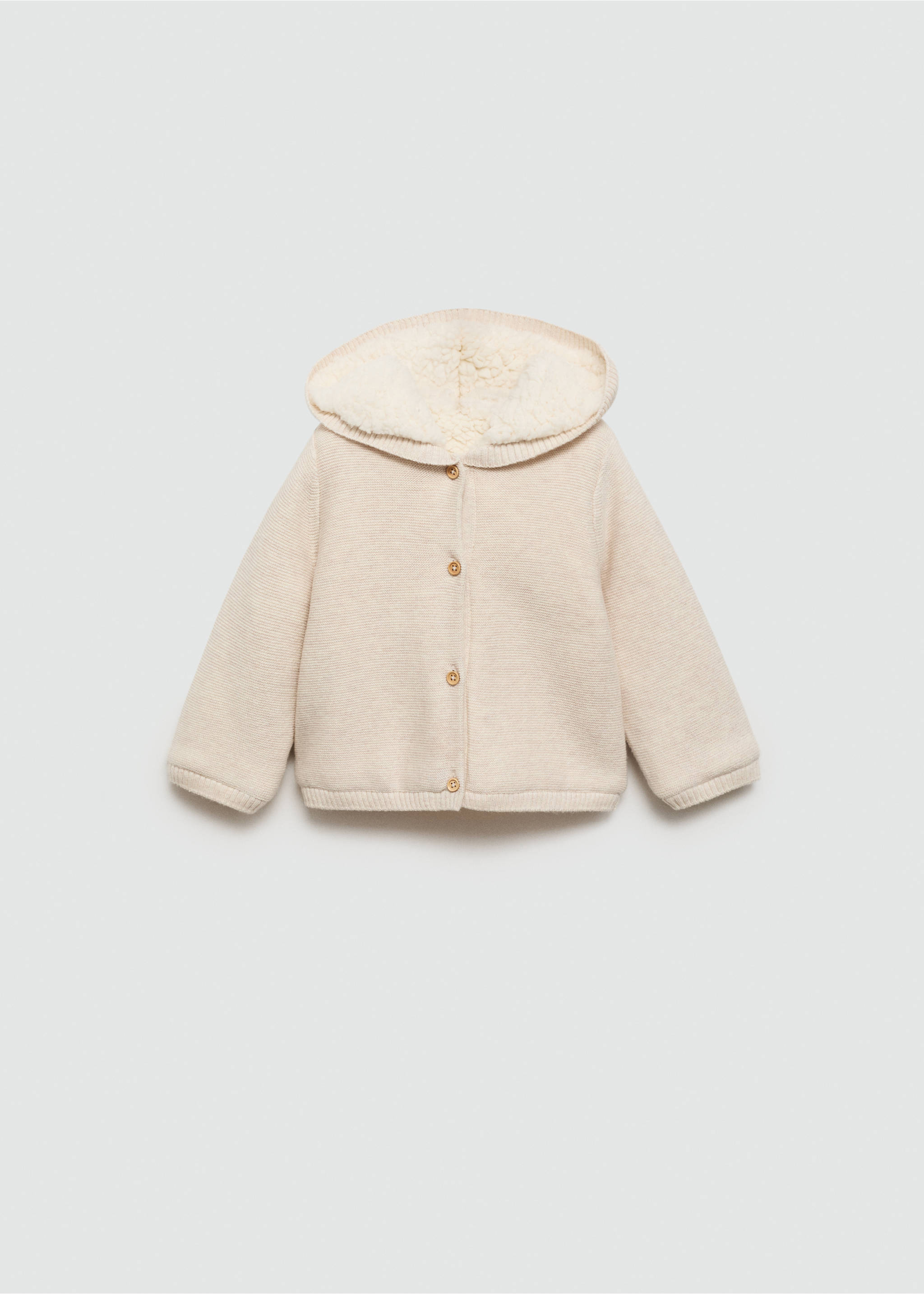 Knit cardigan with fleece lining - Article without model, Sand. Ref: 77055150-00.
