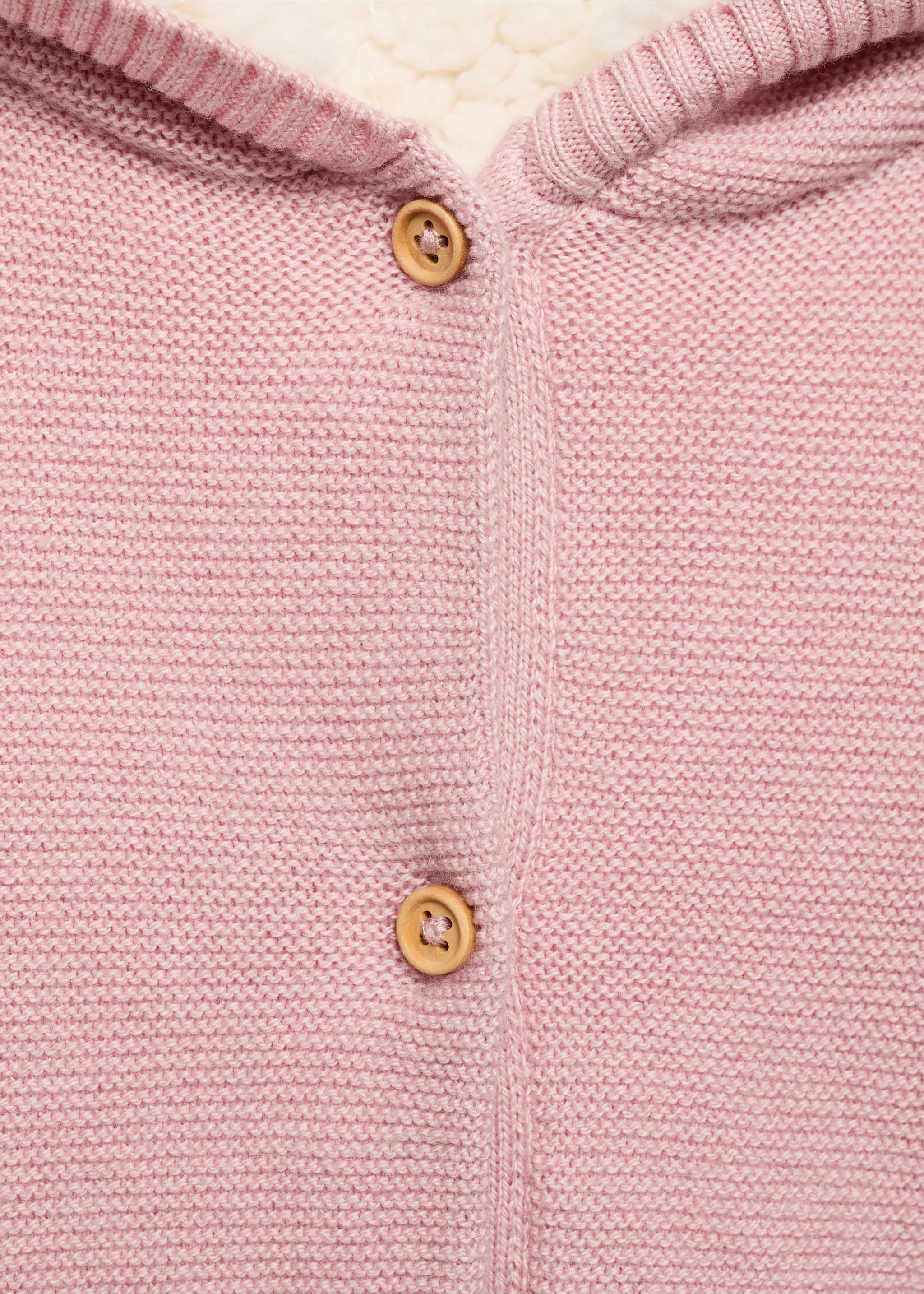Knit cardigan with fleece lining - Details of the article 8, Pink. Ref: 77055150-00.