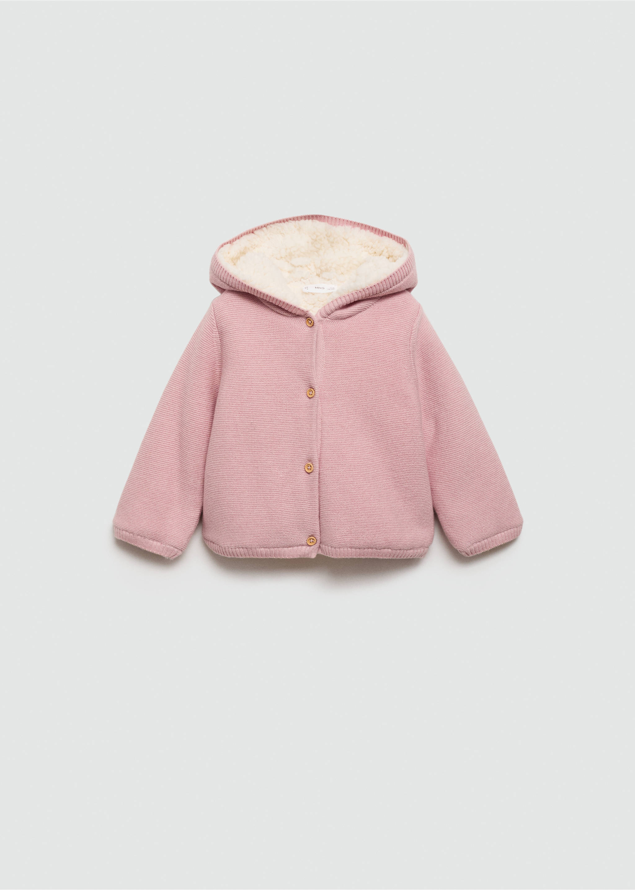 Knit cardigan with fleece lining - Article without model, Pink. Ref: 77055150-00.