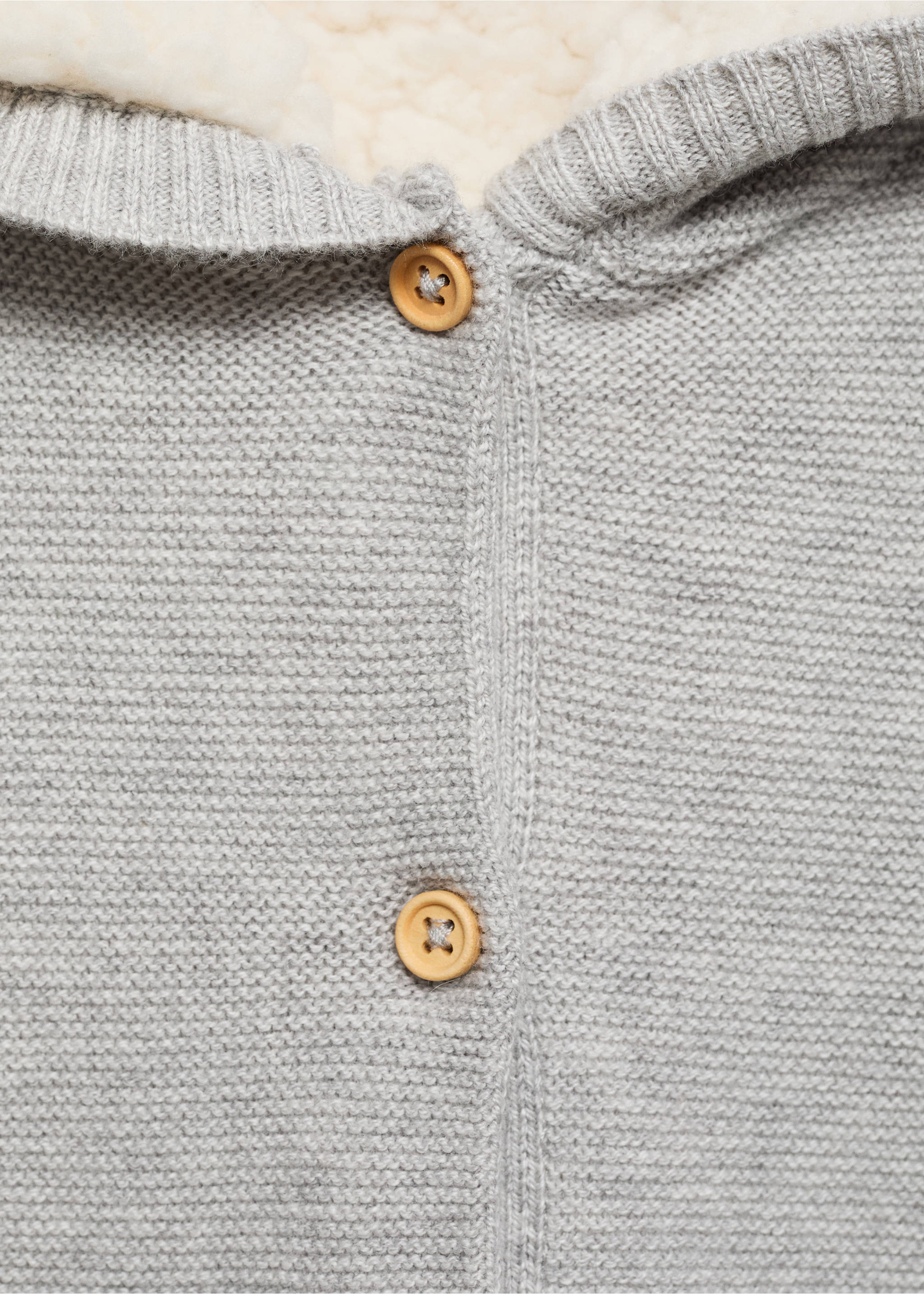 Knit cardigan with fleece lining - Details of the article 8, Medium Heather Grey. Ref: 77055150-00.