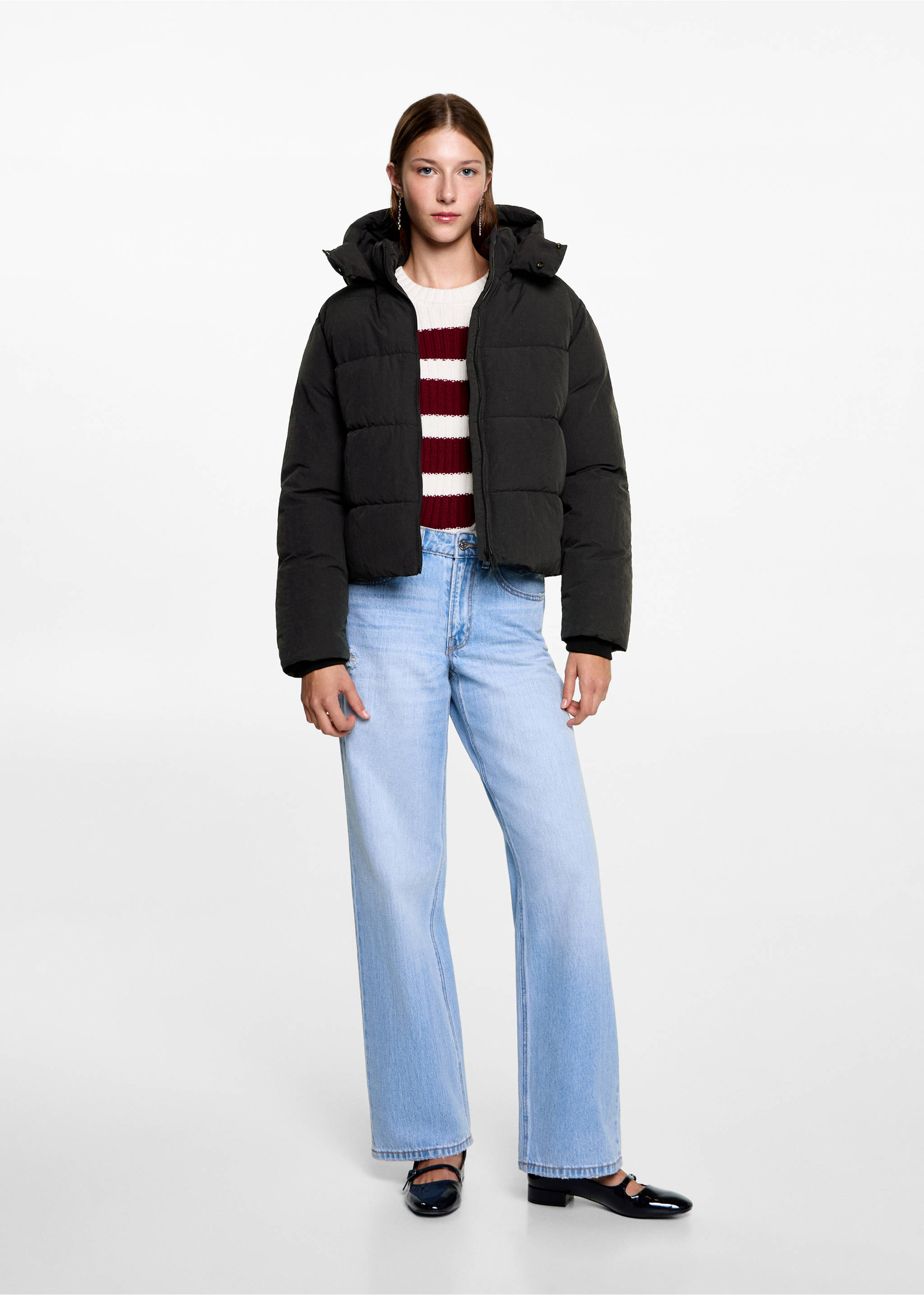 Short puffer anorak - General plane, Black. Ref: 77055629-00.