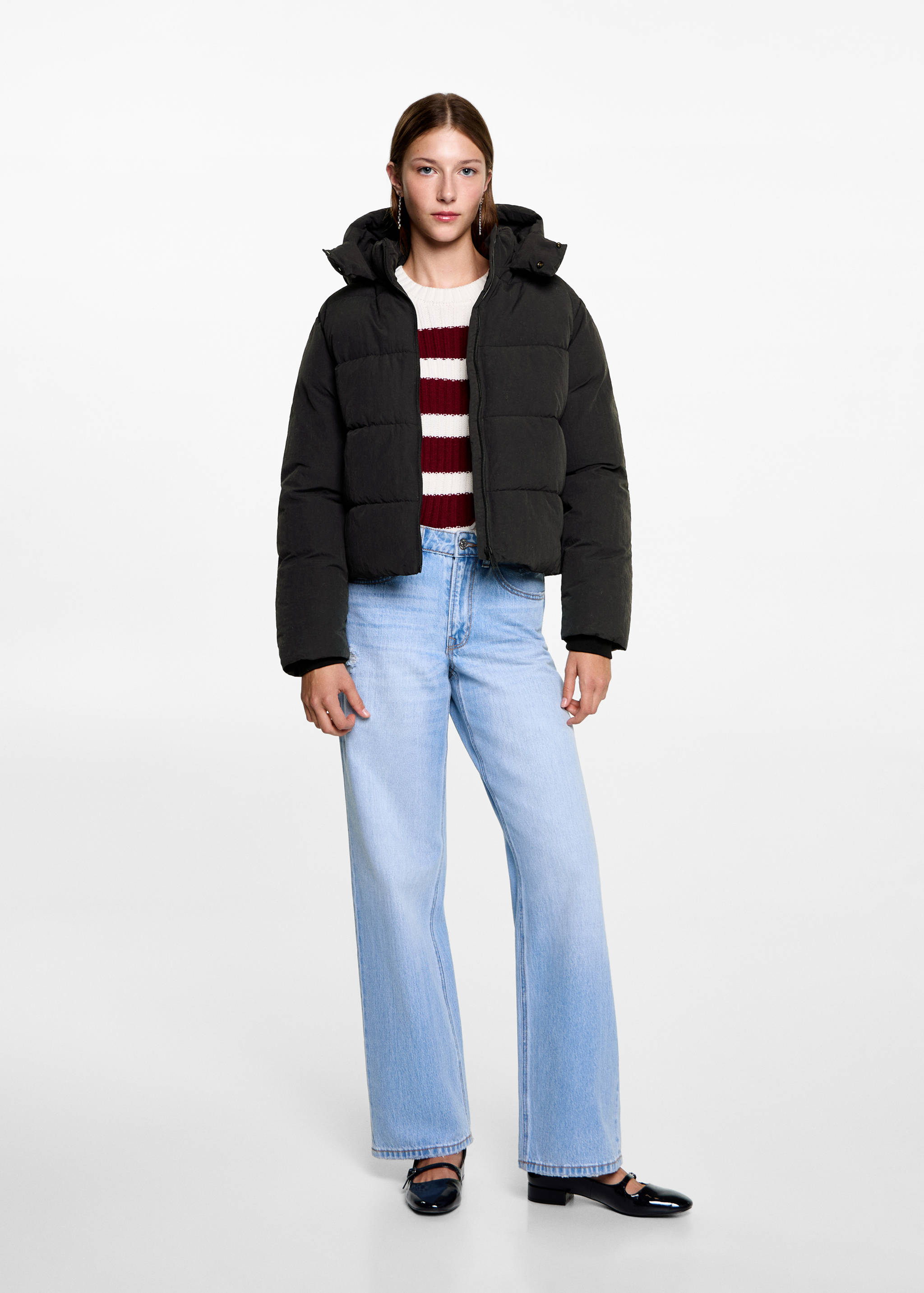 Short quilted anorak - General plane