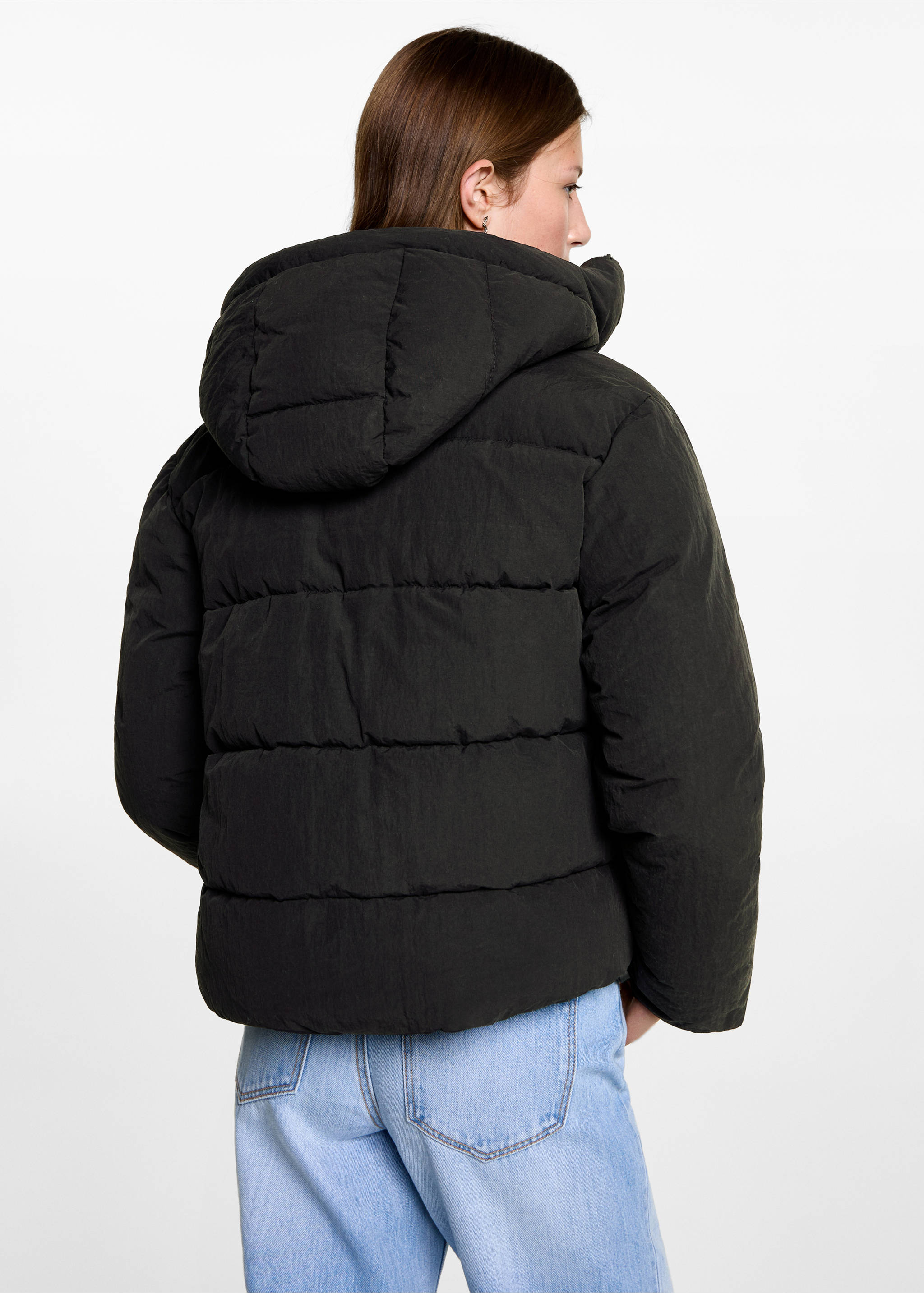 Short puffer anorak - Reverse of the article, Black. Ref: 77055629-00.