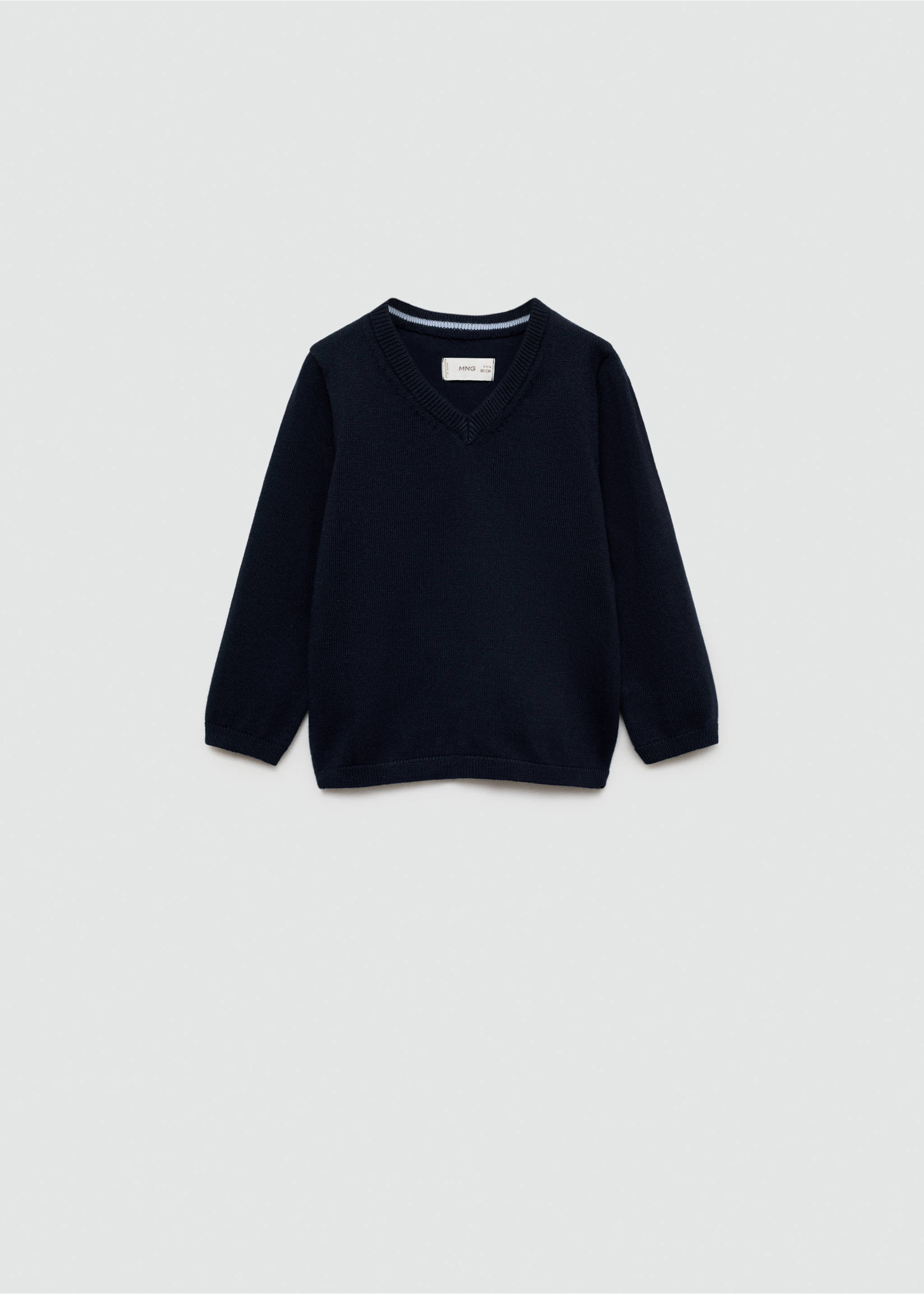 Pull-over à col en V - Article sans modèle, Bleu marine foncé. Ref: 77055630-00.