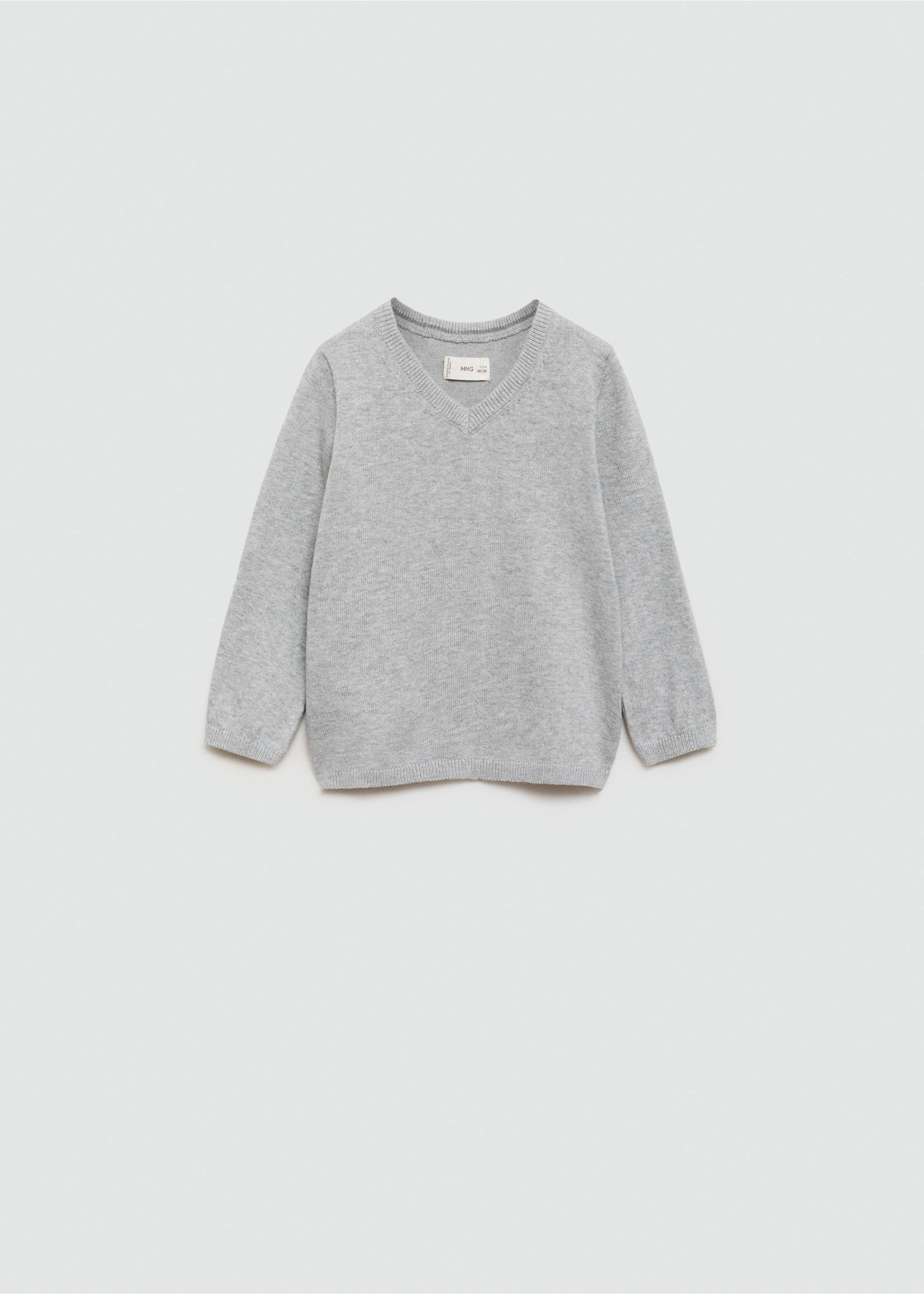 V-neck sweater - Article without model, Light Heather Grey. Ref: 77055630-00.