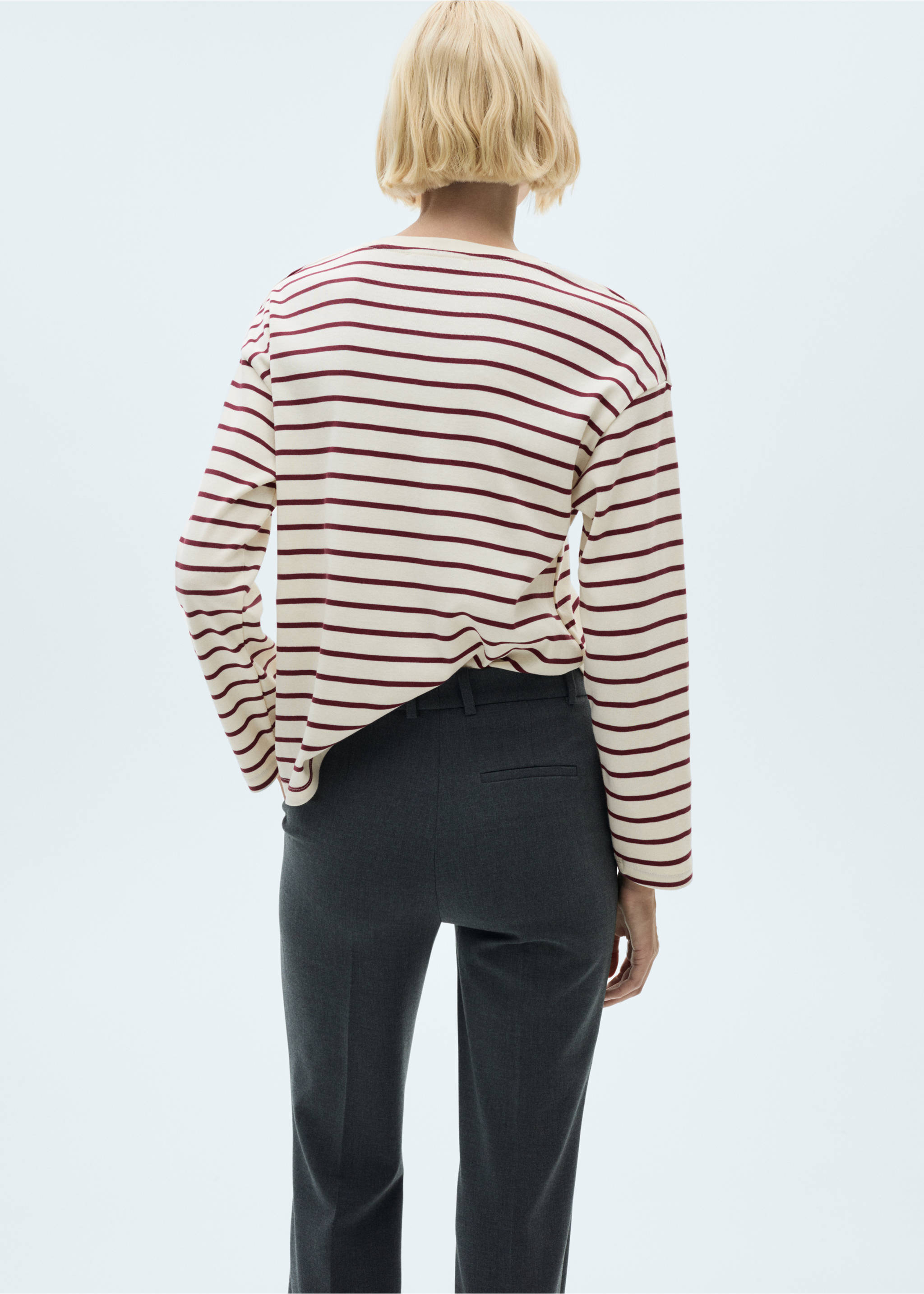Striped knitted sweatshirt - Reverse of the article, Burgundy. Ref: 77055647-00.