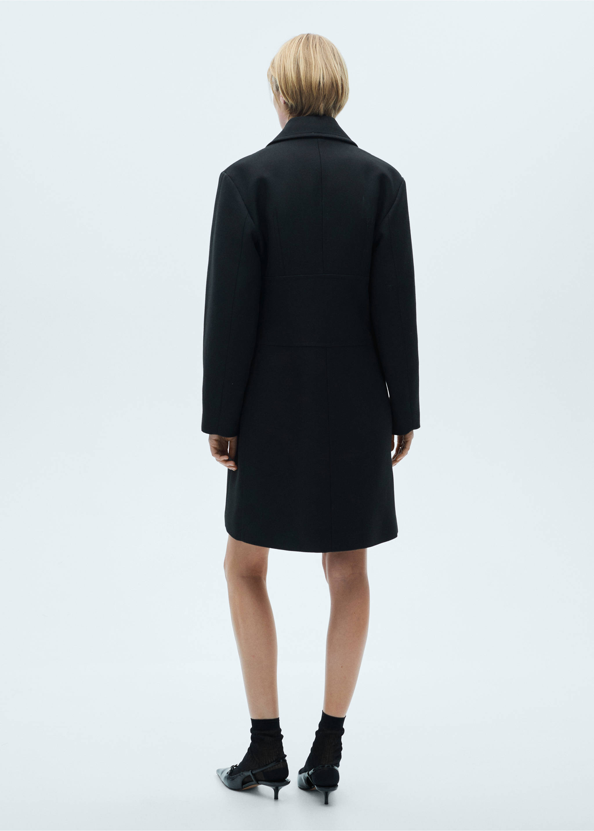 Zip straight-cut coat - Reverse of the article, Black. Ref: 77055648-00.