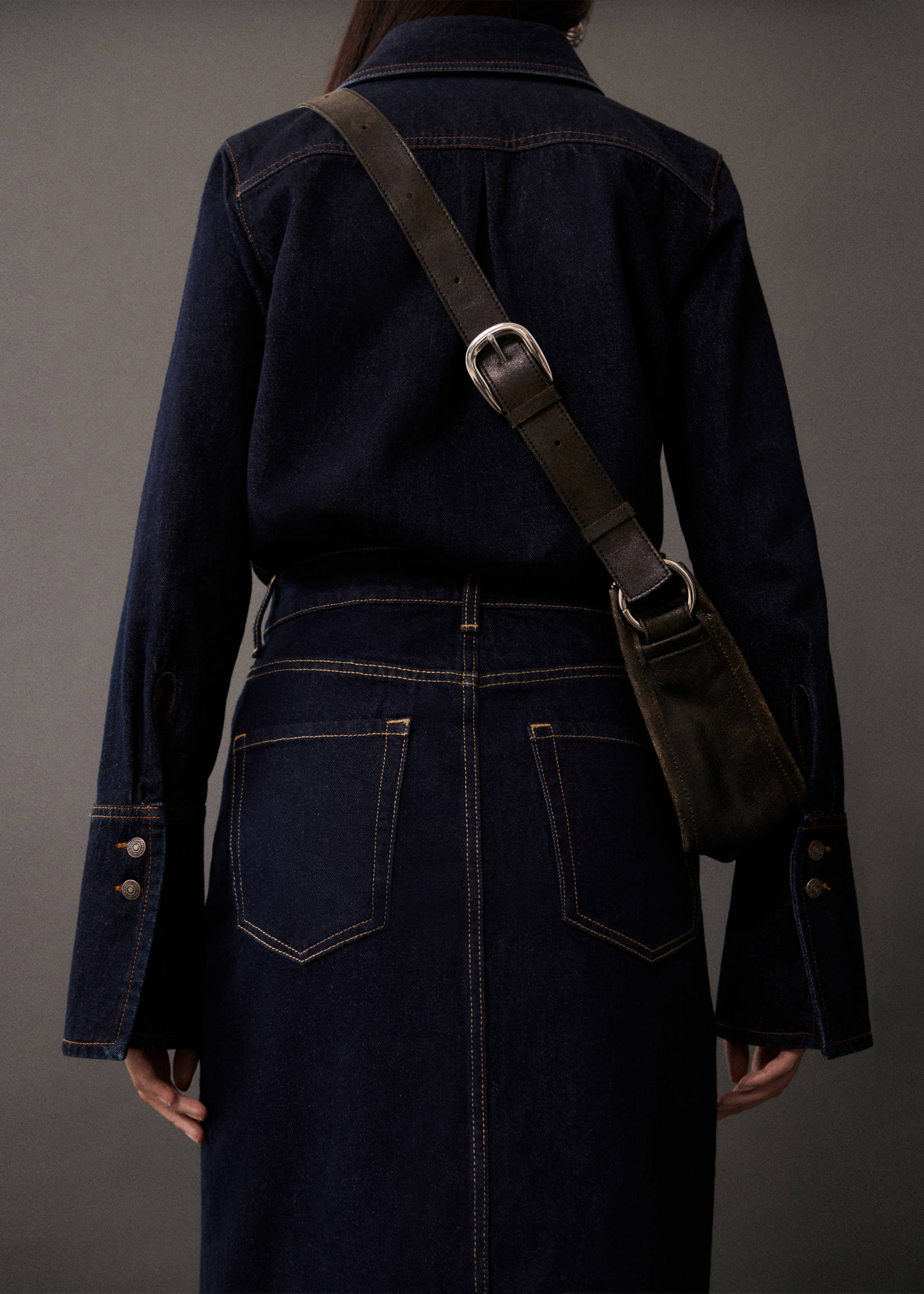 Rinse-wash denim midi-skirt - Details of the article 1