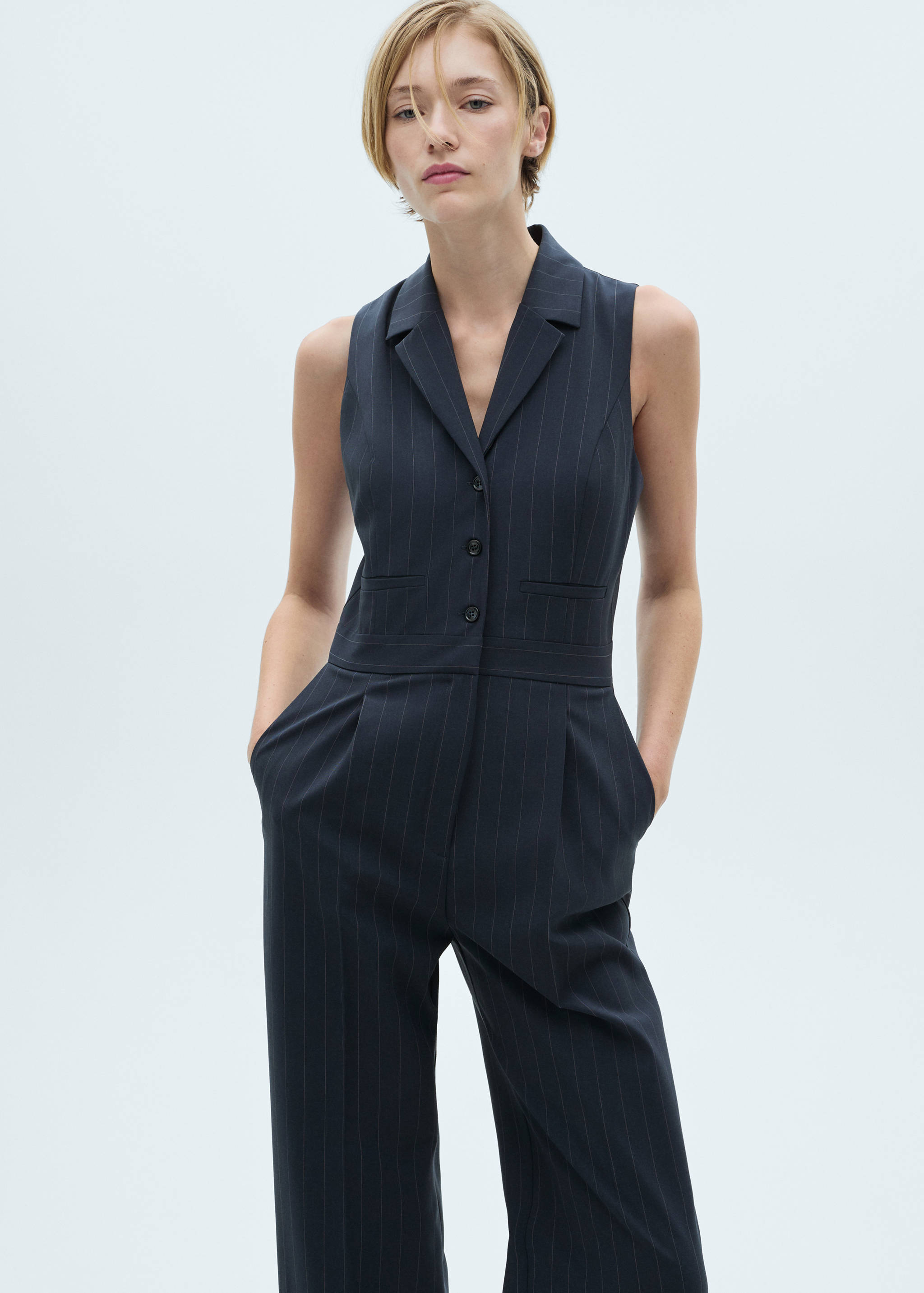 Long pinstripe jumpsuit - Medium plane
