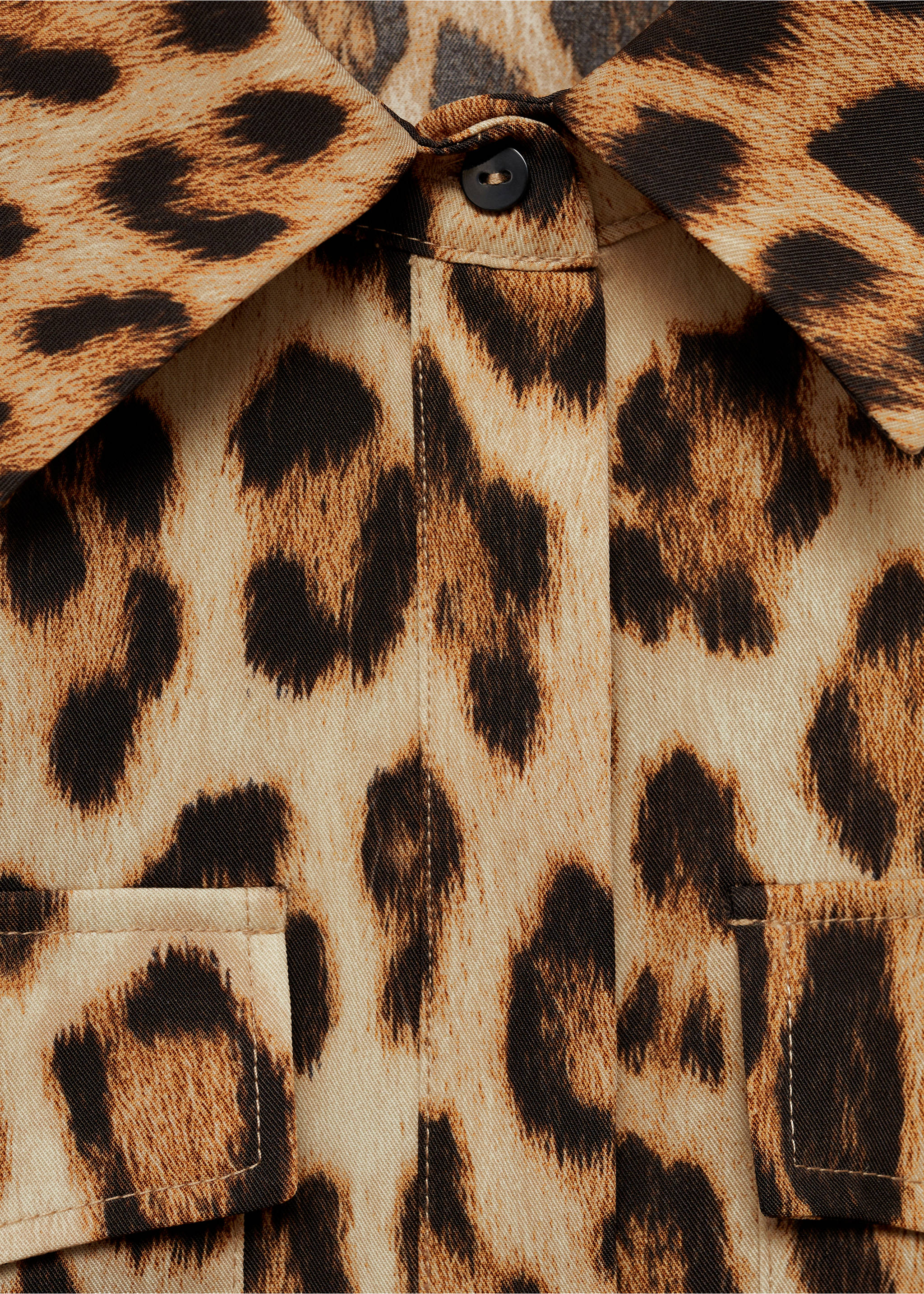 Leopard-print shirt dress - Details of the article 8, Brown. Ref: 77055668-00.
