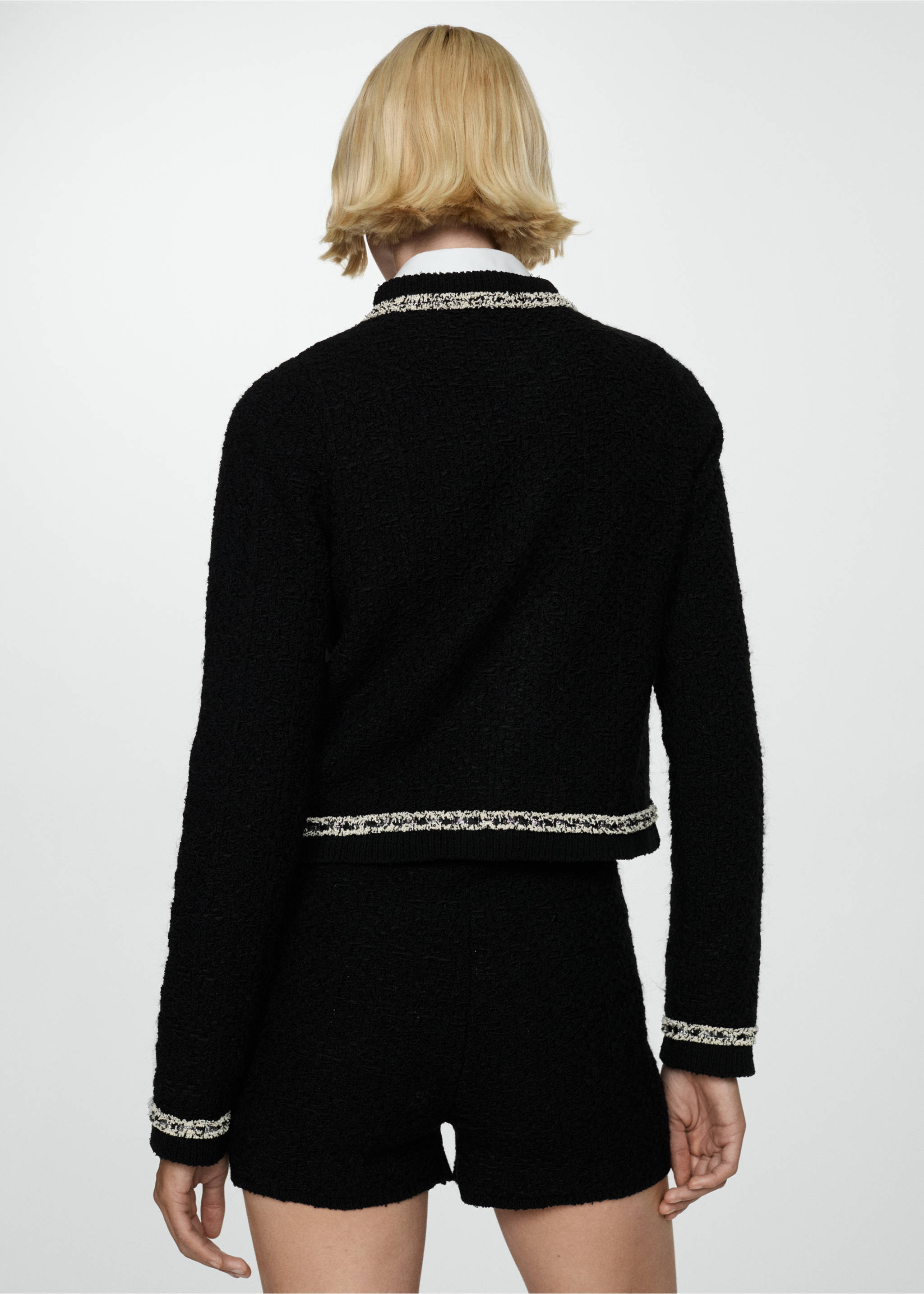 Veste en tweed bicolore - Verso de l’article, Noir. Ref: 77055670-00.