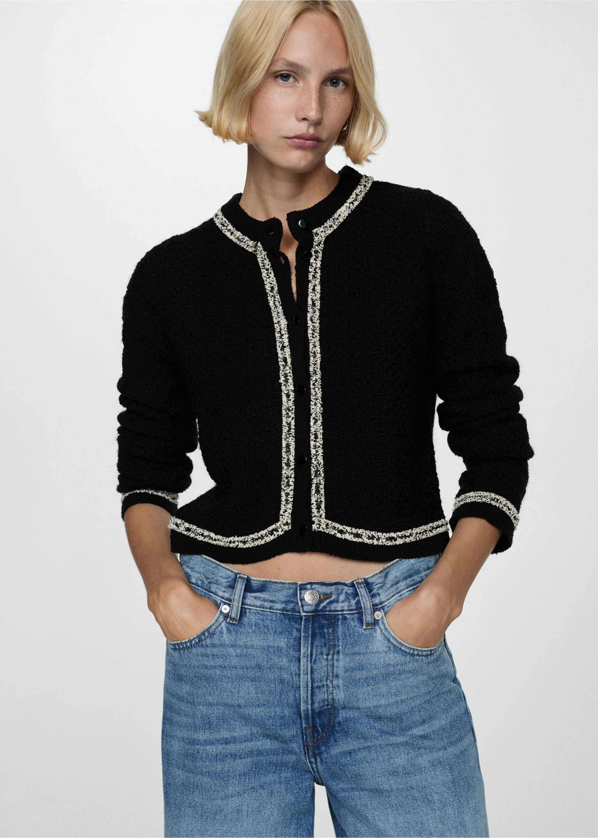 Veste en tweed bicolore - Détail de l'article 2, Noir. Ref: 77055670-00.