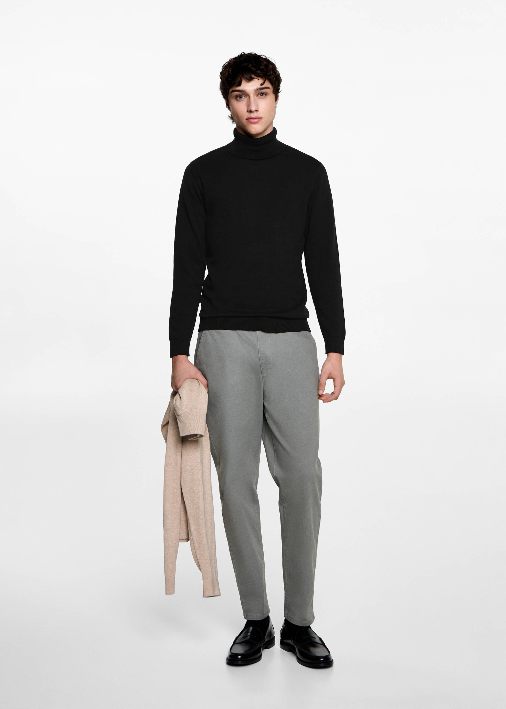 Turtleneck knit sweater - General plane, Black. Ref: 77055967-00.
