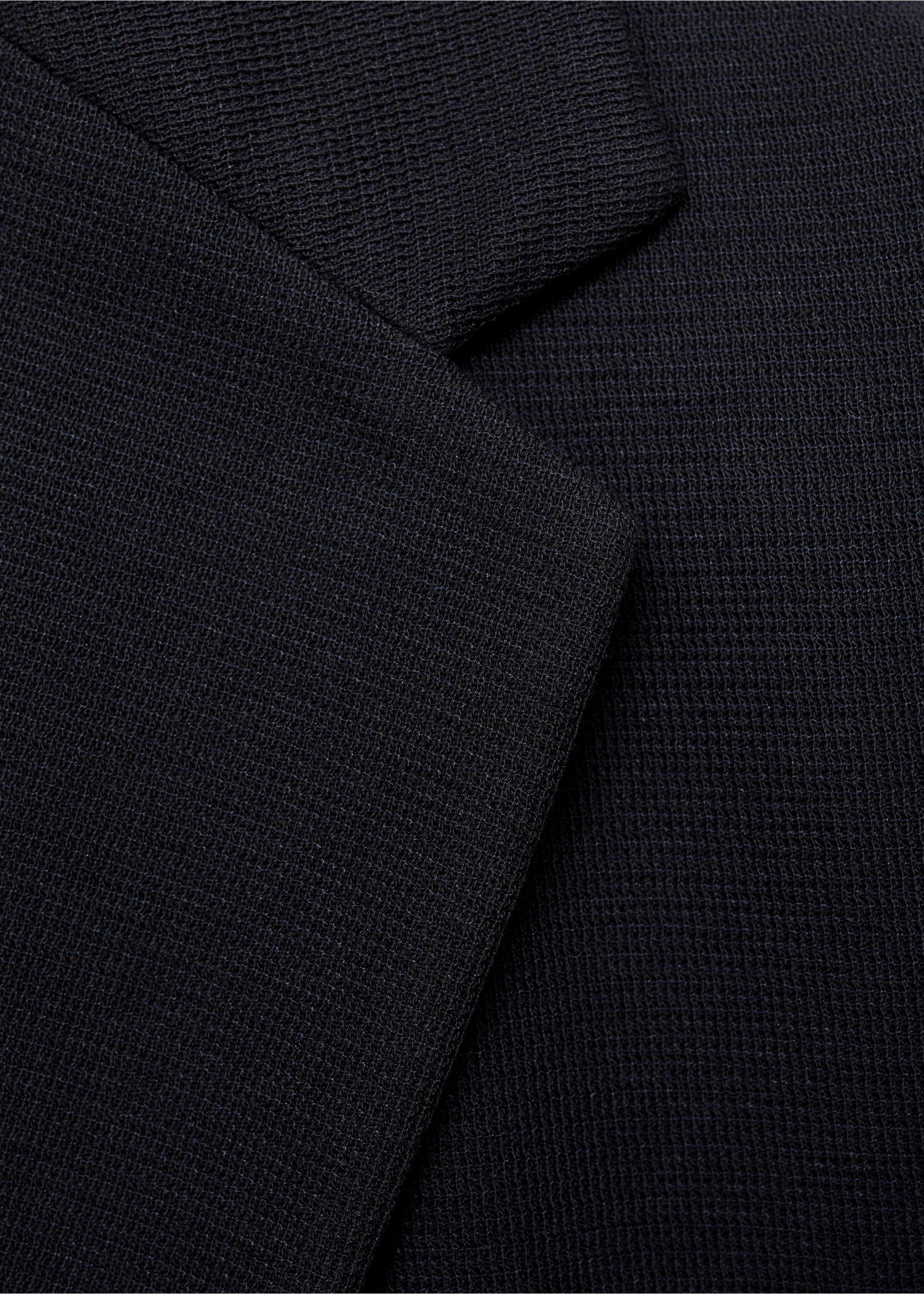 Slim-fit cotton micro-structured tailored jacket - Details of the article 8, Dark Navy. Ref: 77055970-00.