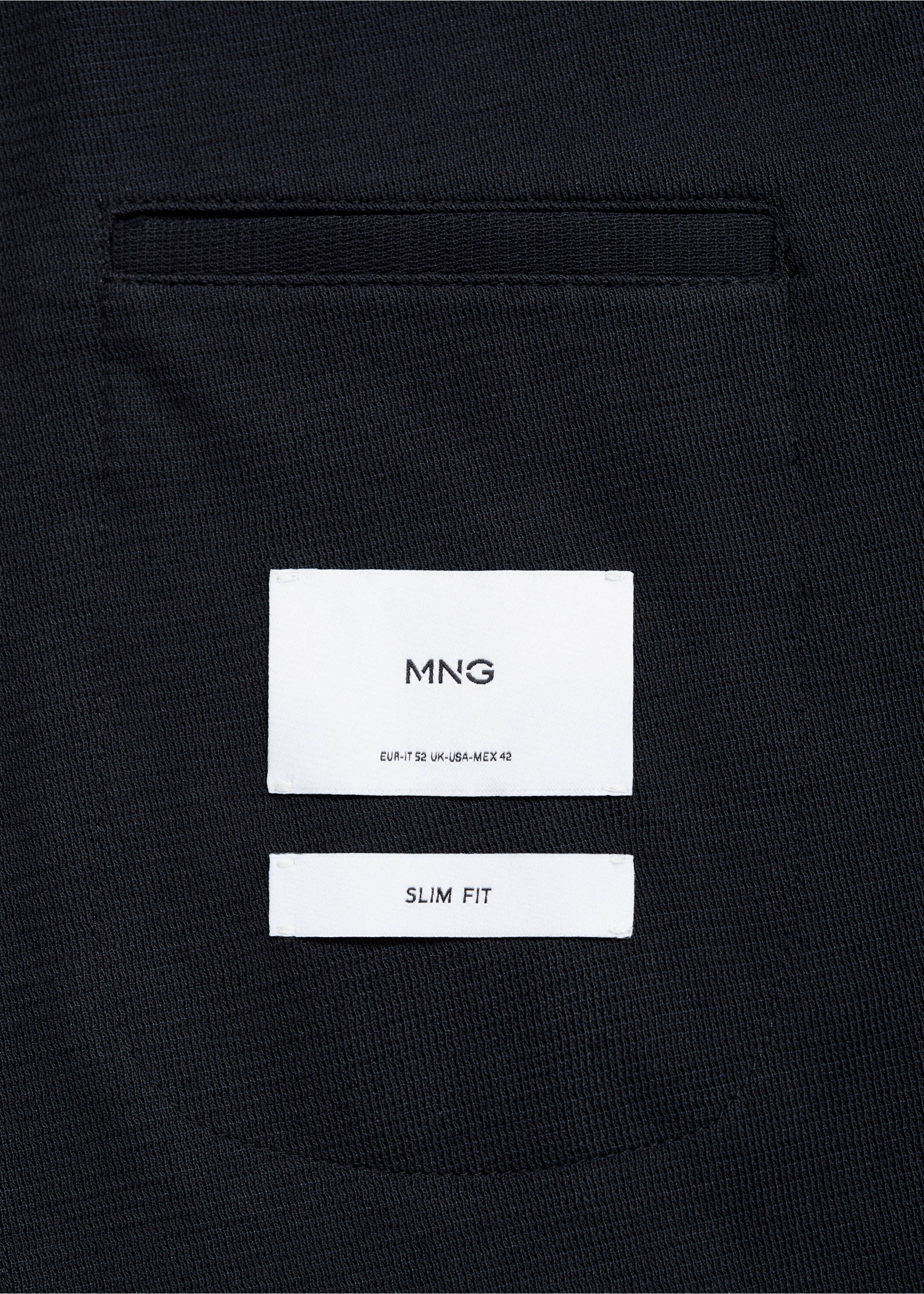 Slim-fit cotton micro-structured tailored jacket - Details of the article 0, Dark Navy. Ref: 77055970-00.