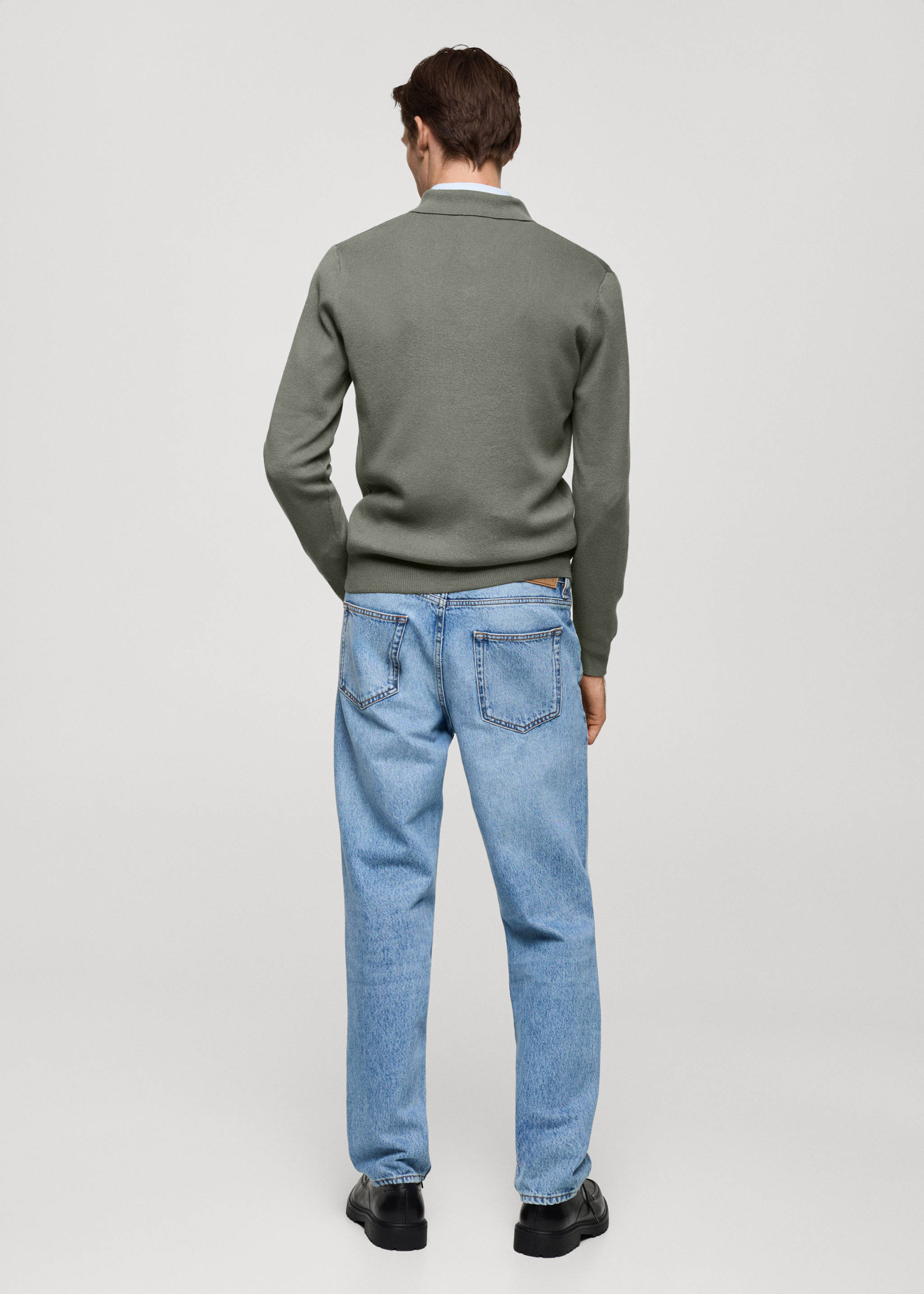 Feinstrick-Pullover aus Baumwolle mit Polo-Kragen - Rückseite des Artikels