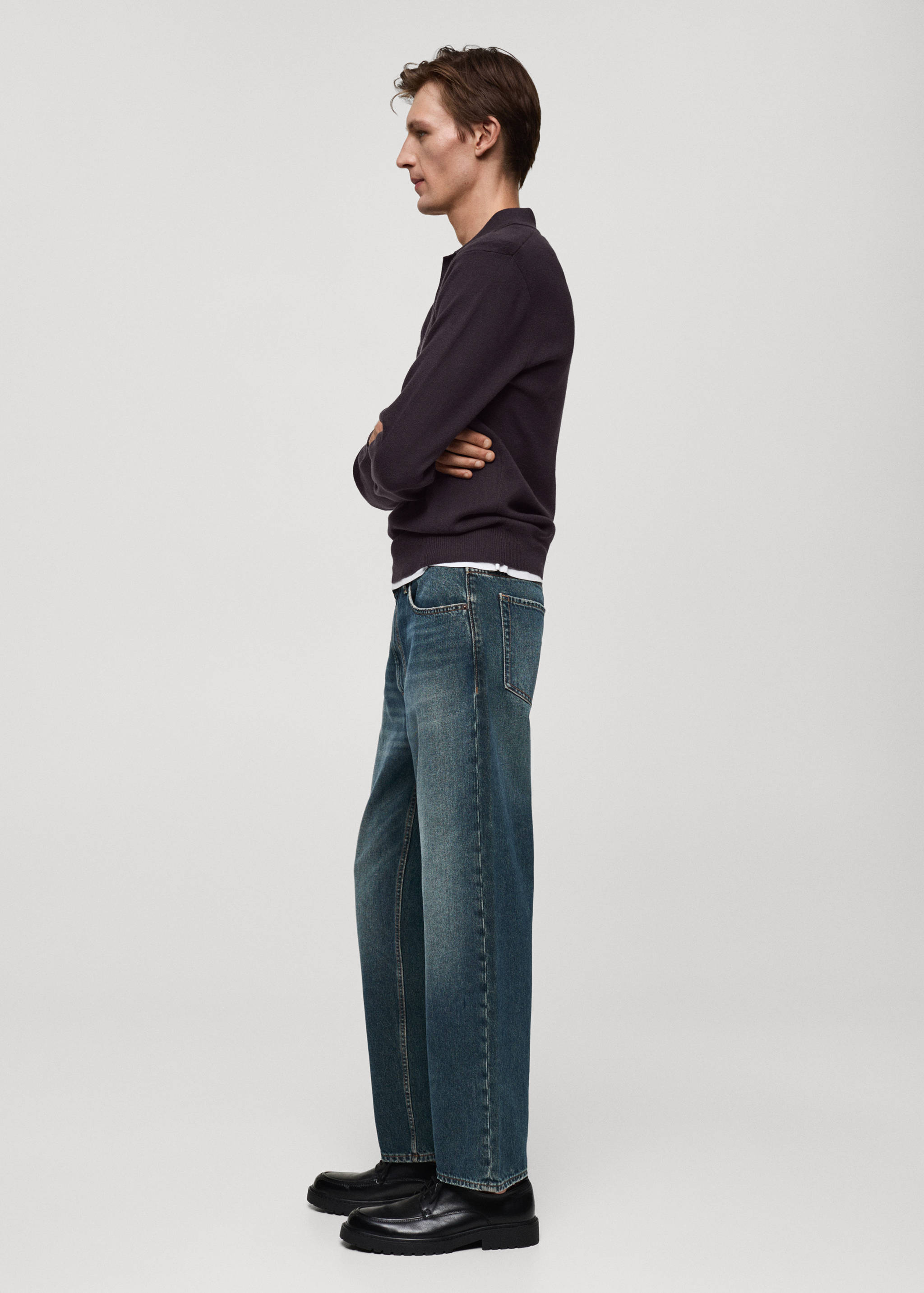 Feinstrick-Pullover aus Baumwolle mit Polo-Kragen - Detail des Artikels 2