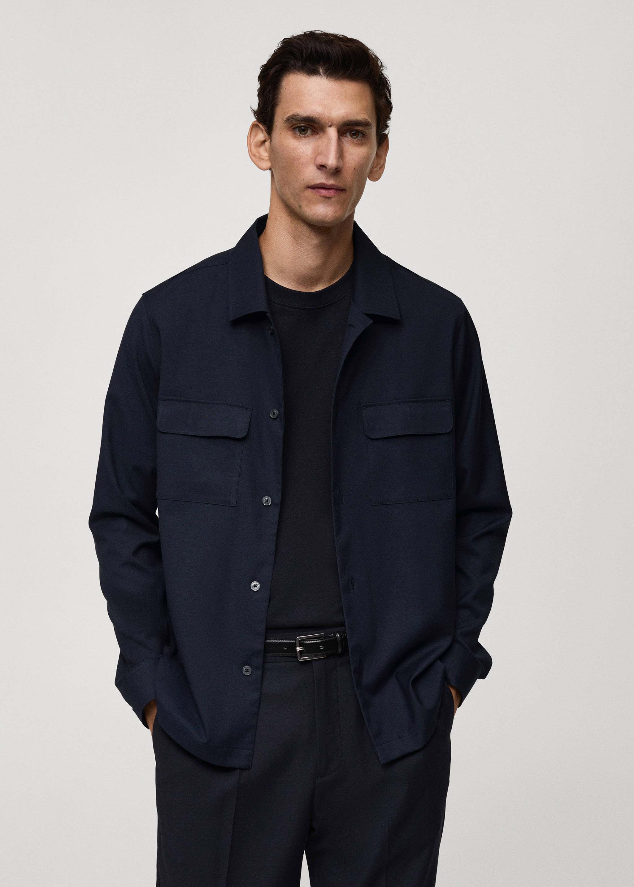 Slim-fit overshirt with pockets - Medium plane
