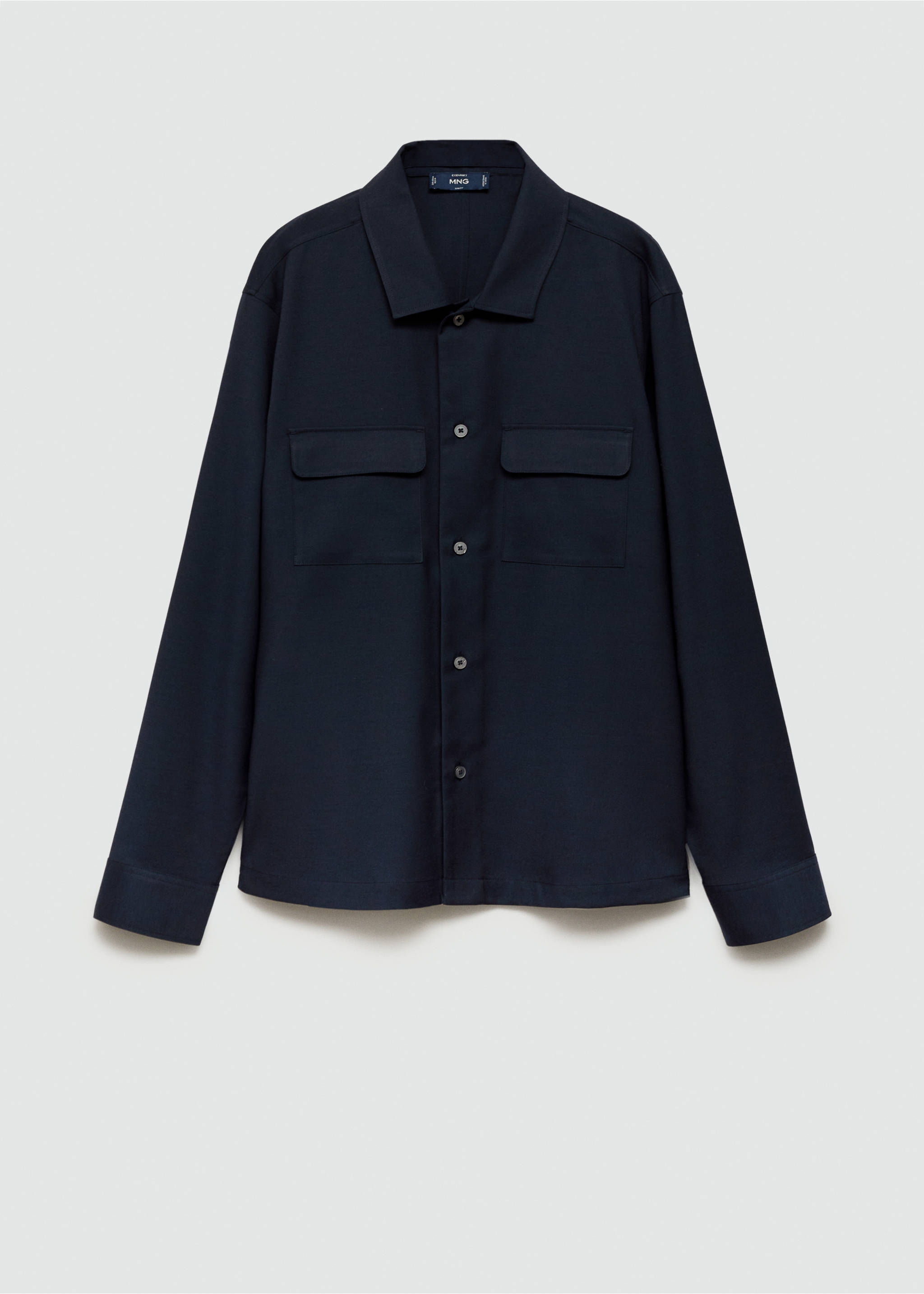 Slim-fit overshirt with pockets - Article without model, Dark Navy. Ref: 77055974-00.