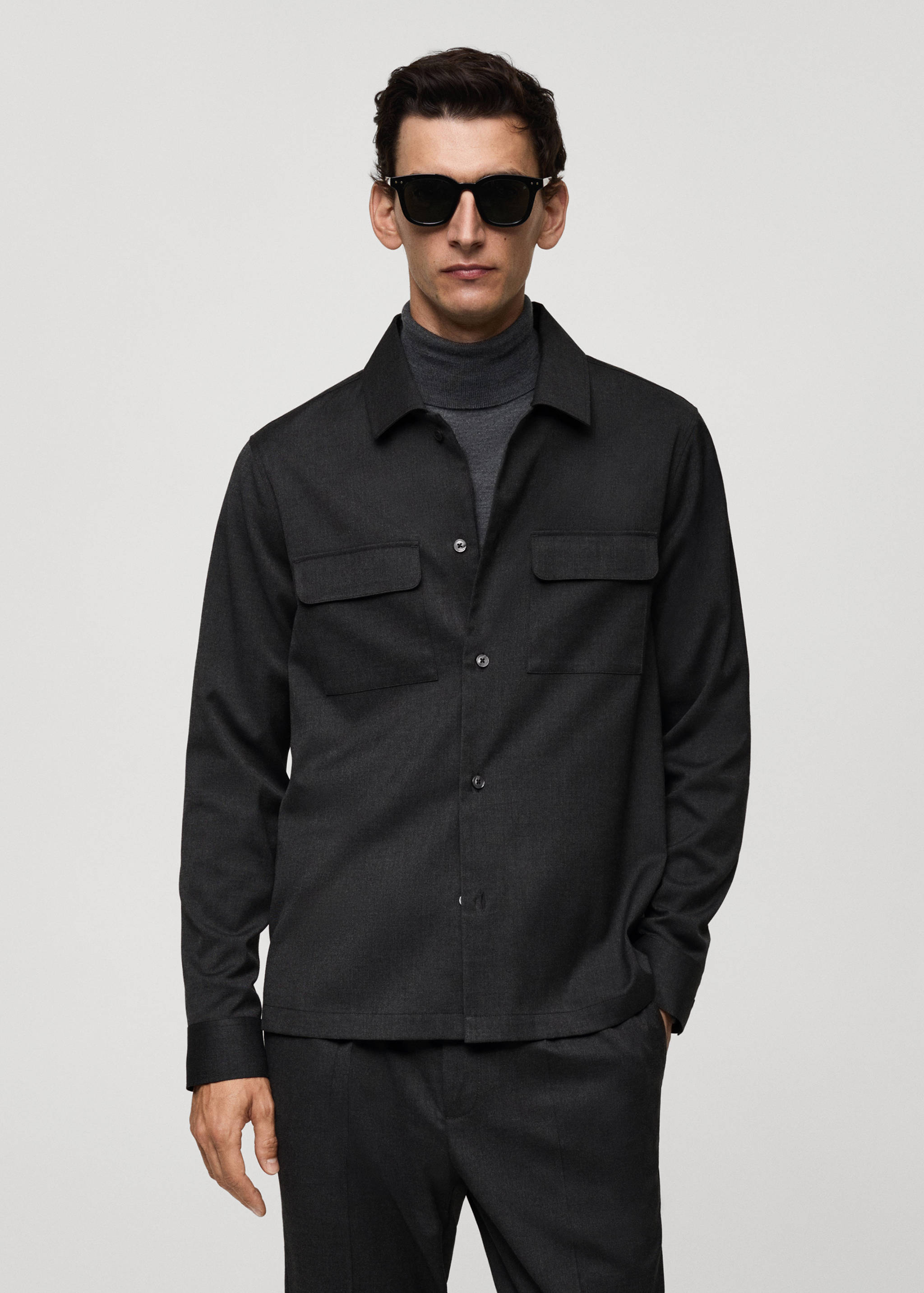 Slim-fit overshirt with pockets - Medium plane
