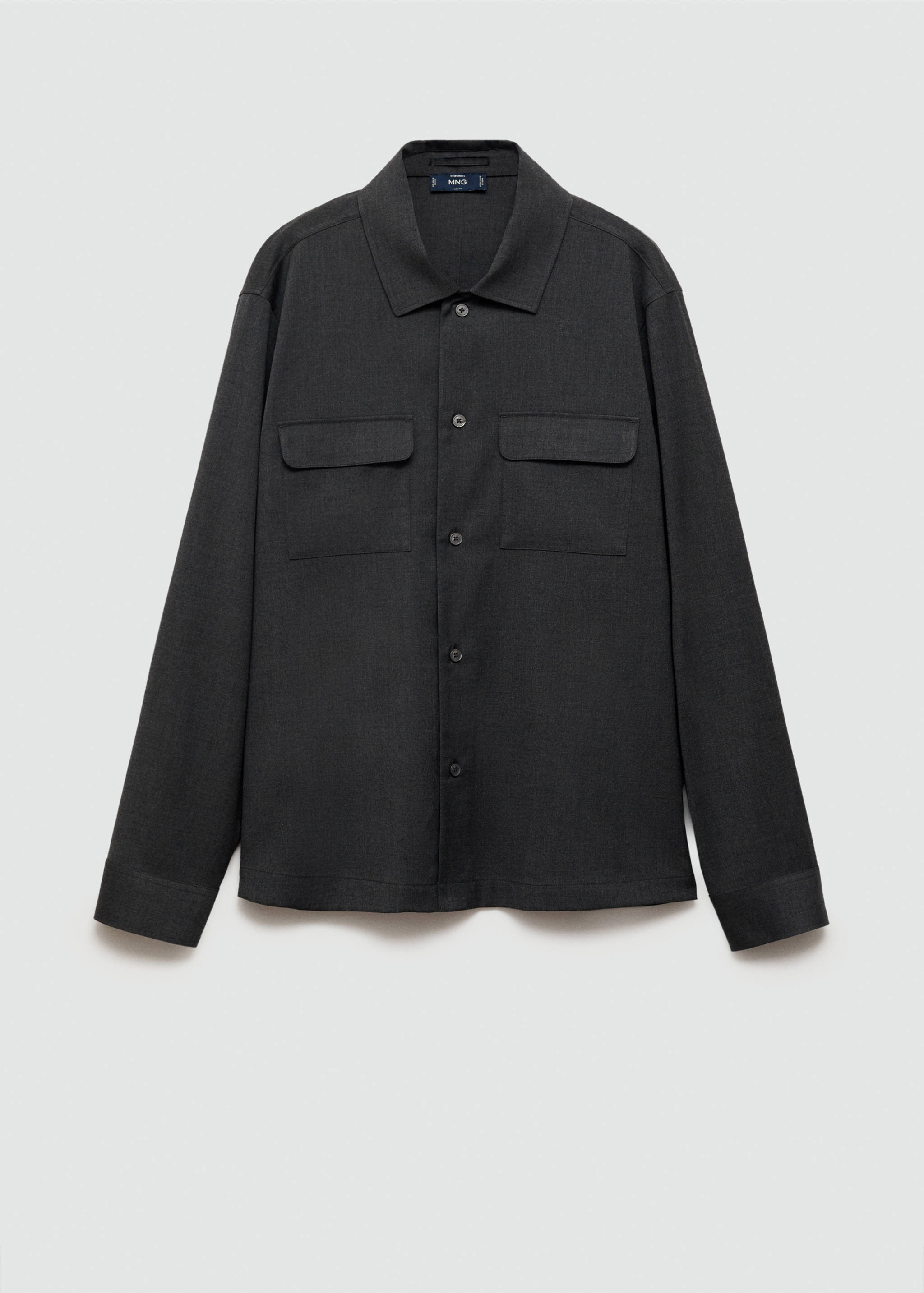 Slim-fit overshirt with pockets - Article without model, Dark Heather Grey. Ref: 77055974-00.
