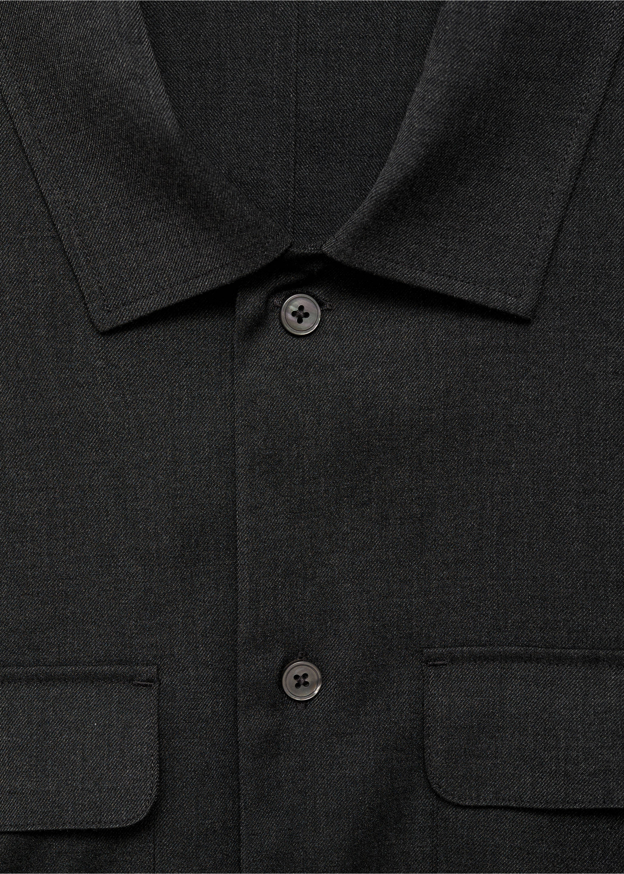 Slim-fit overshirt with pockets - Details of the article 8, Dark Heather Grey. Ref: 77055974-00.
