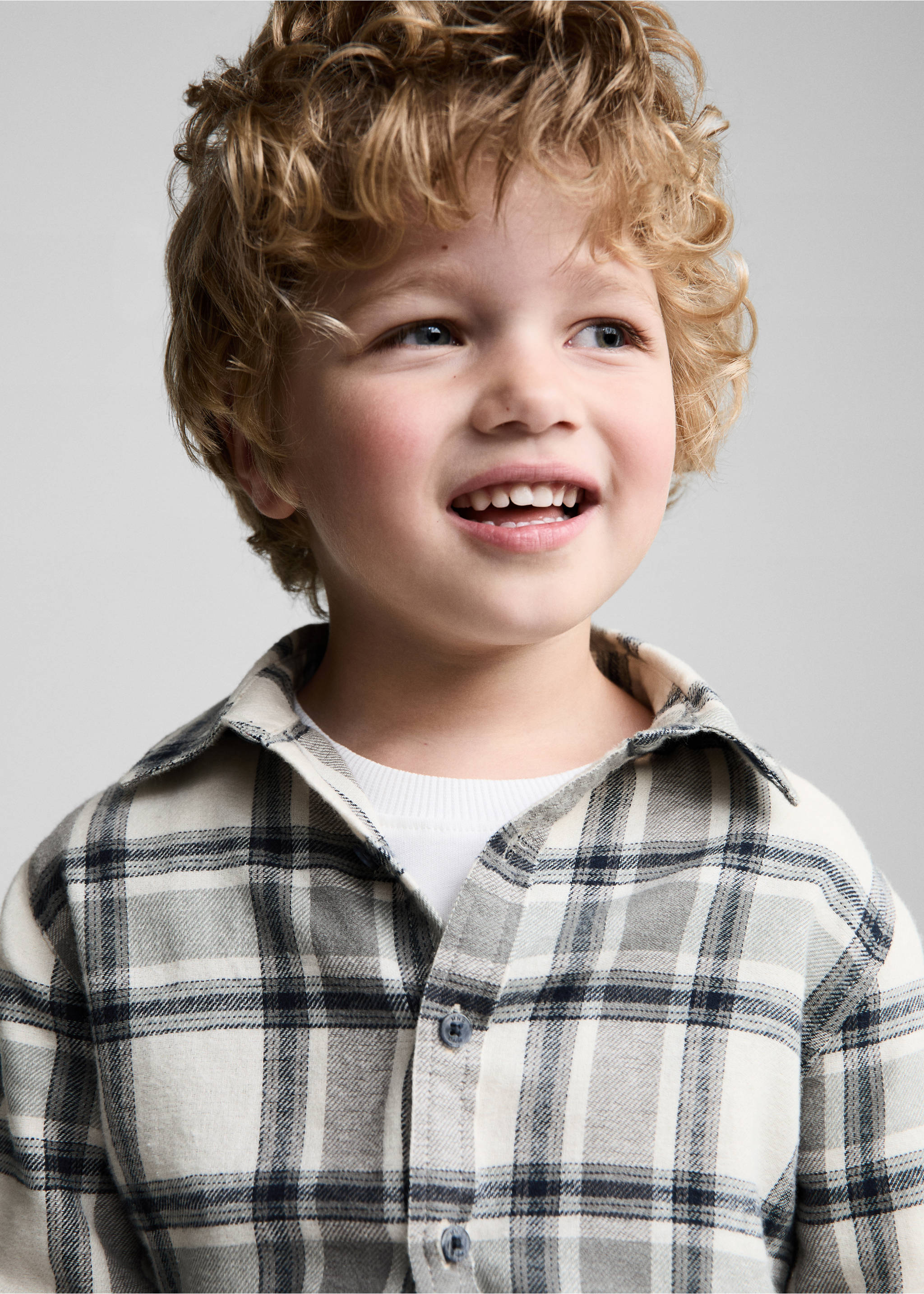 Chemise à carreaux en coton - Détail de l'article 1, Écru. Ref: 77055981-00.